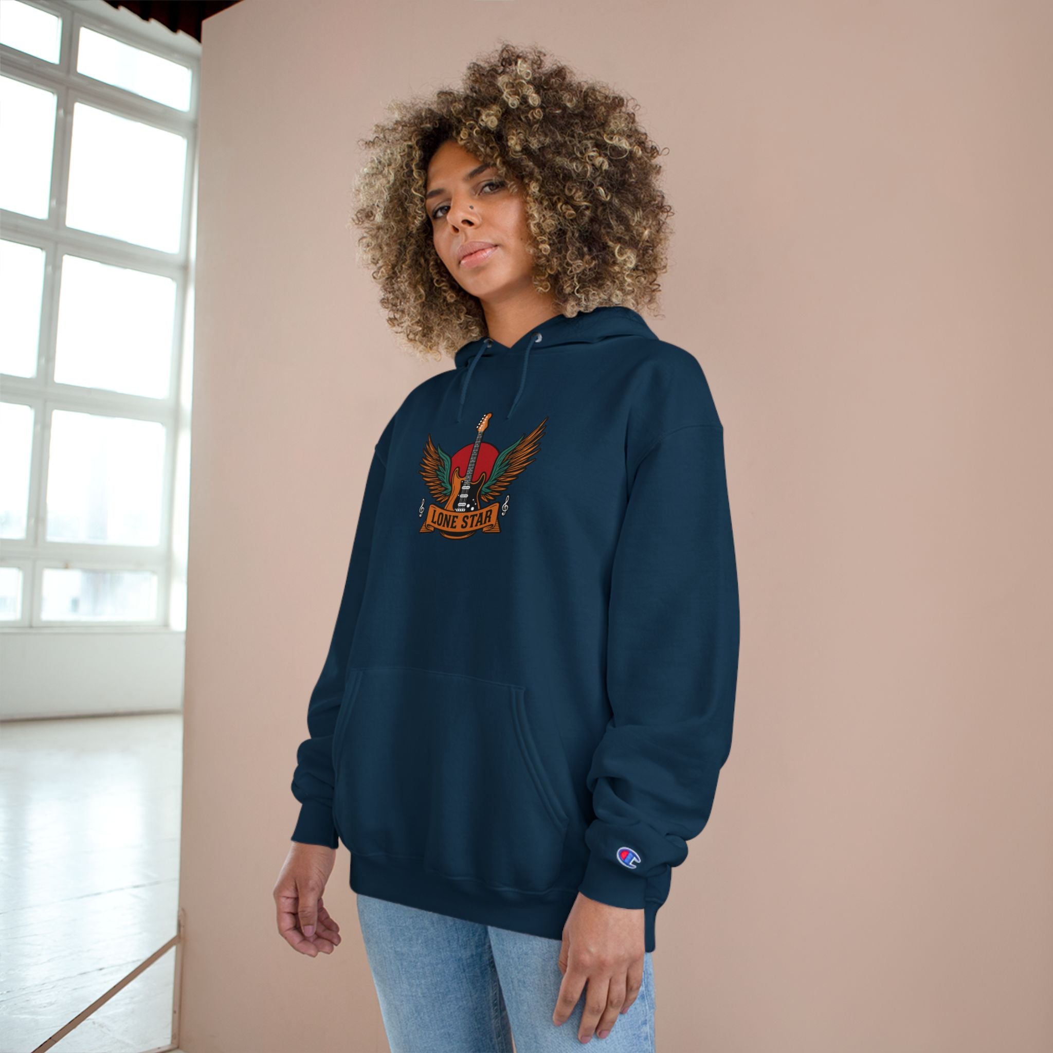 Champion Eagle Graphic Hoodie, Cozy Streetwear, Gift for Him, Casual Wear, Perfect for Fall/Winter, Stylish Comfort