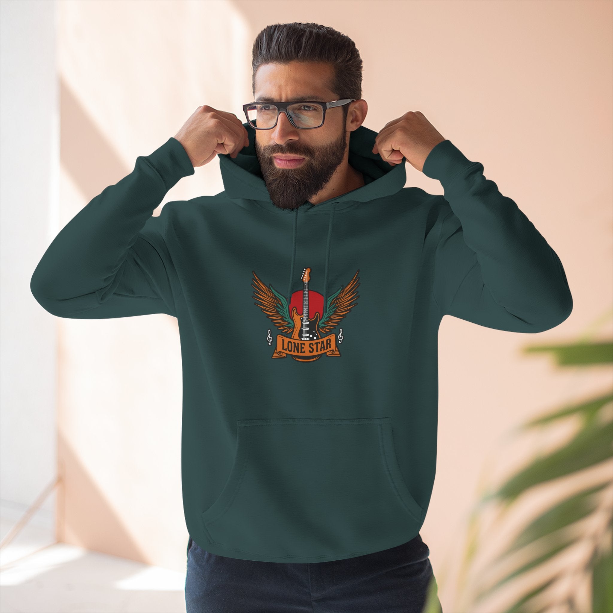 Lone Eagle Fleece Hoodie, Casual Comfort Wear, Unisex Gift, Cozy Layer, Perfect for Autumn, Everyday Style