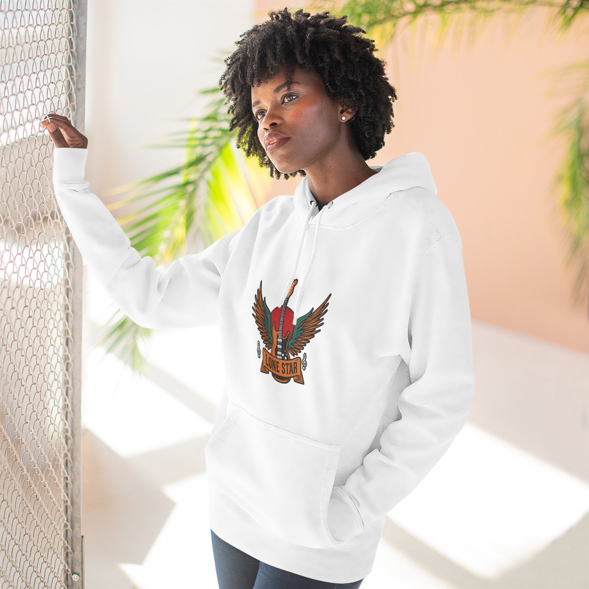 Lone Eagle Fleece Hoodie, Casual Comfort Wear, Unisex Gift, Cozy Layer, Perfect for Autumn, Everyday Style
