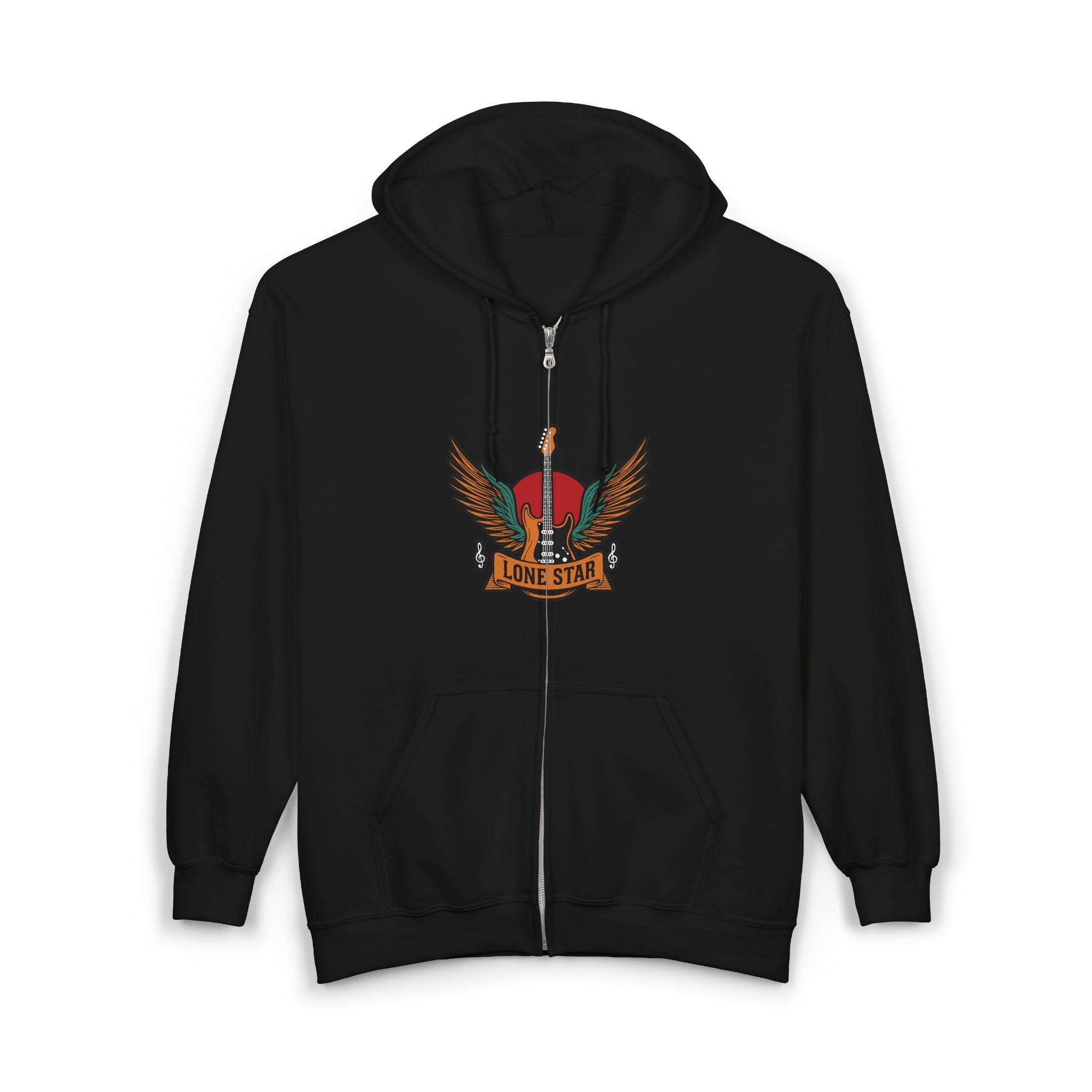Rockin' Rebel Full Zip Hoodie - Unisex, Streetwear, Vintage Style, Perfect Gift for Music Lovers, Festivals, Everyday Casual