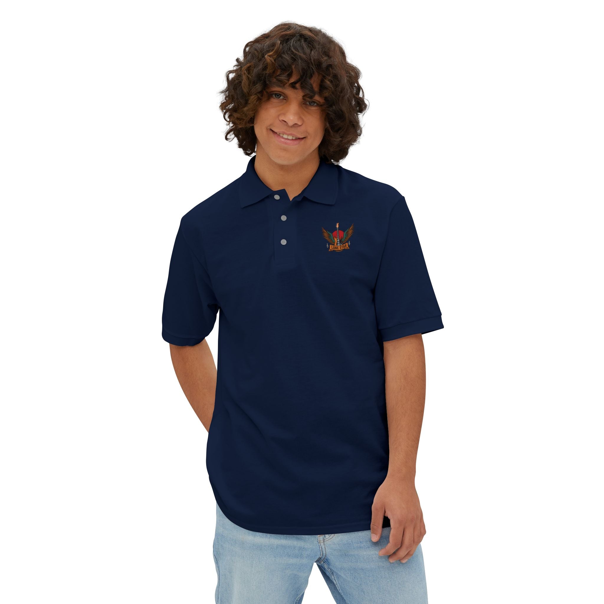 Men's Piqué Polo Shirt - Eagle Design, Casual or Golf Wear, Great Gift for Men, Birthday, Father's Day, Team Events