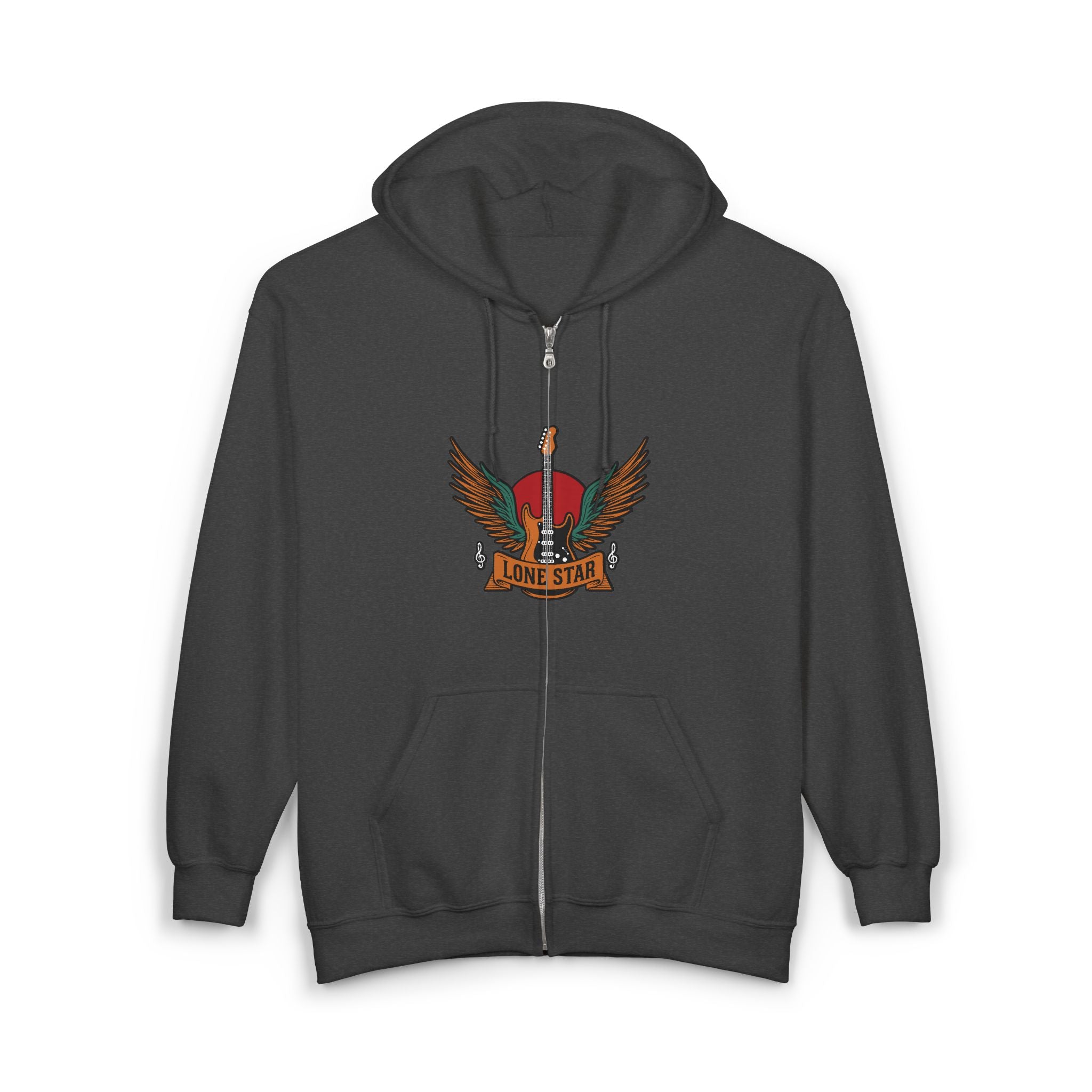 Rockin' Rebel Full Zip Hoodie - Unisex, Streetwear, Vintage Style, Perfect Gift for Music Lovers, Festivals, Everyday Casual