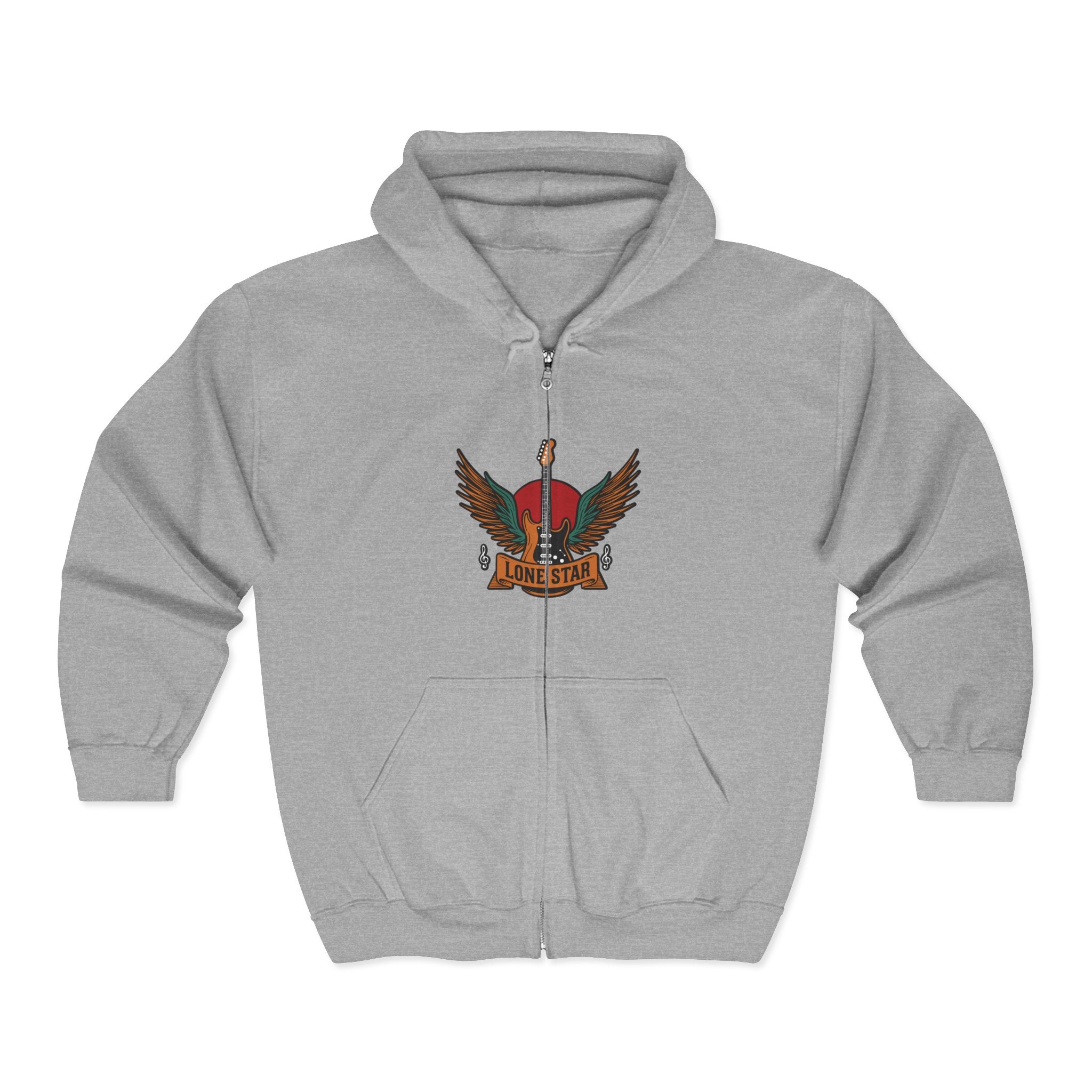 Rockin' Rebel Full Zip Hoodie - Unisex, Streetwear, Vintage Style, Perfect Gift for Music Lovers, Festivals, Everyday Casual