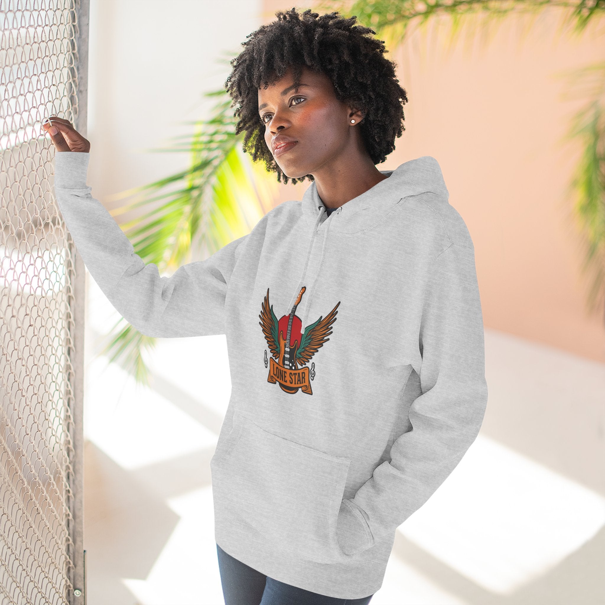 Lone Eagle Fleece Hoodie, Casual Comfort Wear, Unisex Gift, Cozy Layer, Perfect for Autumn, Everyday Style