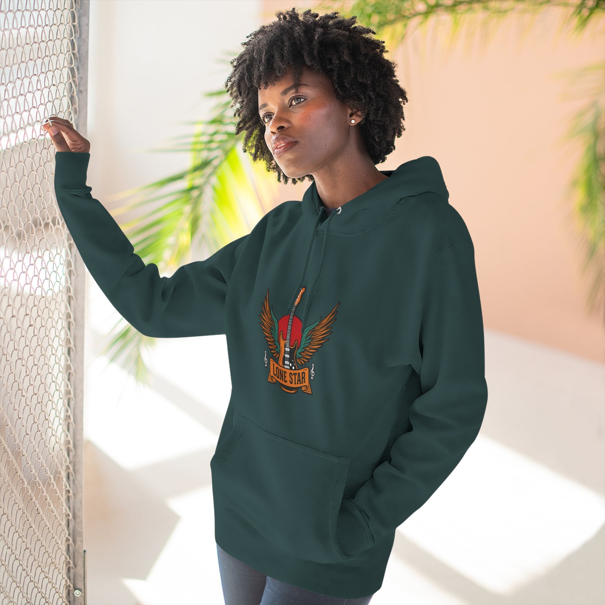 Lone Eagle Fleece Hoodie, Casual Comfort Wear, Unisex Gift, Cozy Layer, Perfect for Autumn, Everyday Style