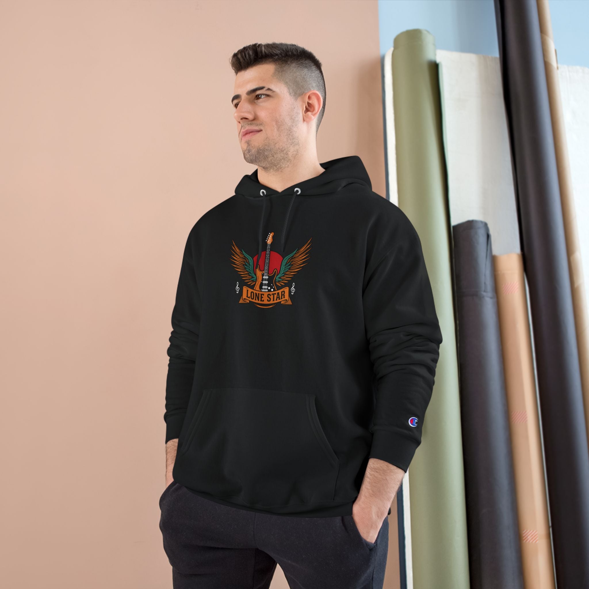Champion Eagle Graphic Hoodie, Cozy Streetwear, Gift for Him, Casual Wear, Perfect for Fall/Winter, Stylish Comfort