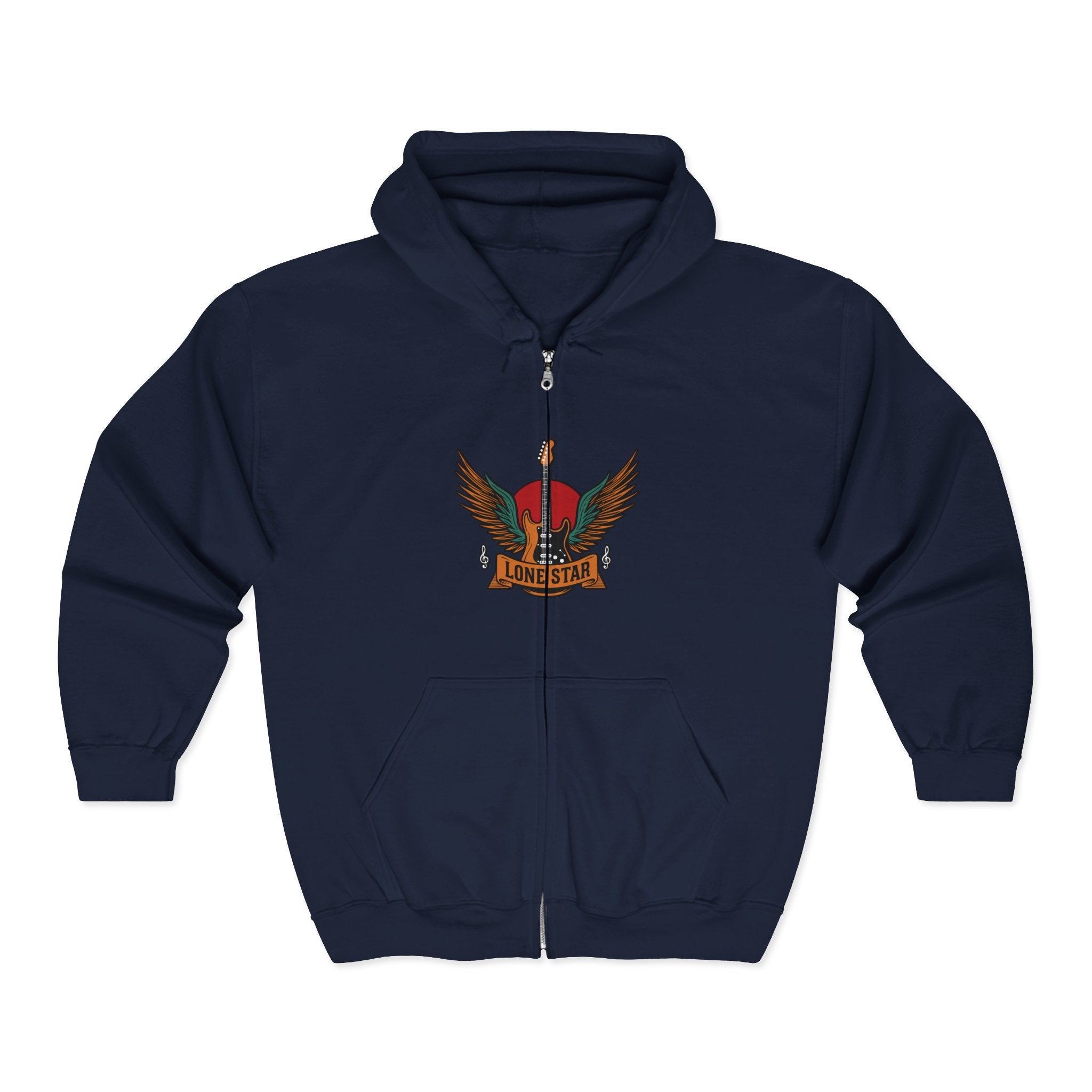 Rockin' Rebel Full Zip Hoodie - Unisex, Streetwear, Vintage Style, Perfect Gift for Music Lovers, Festivals, Everyday Casual