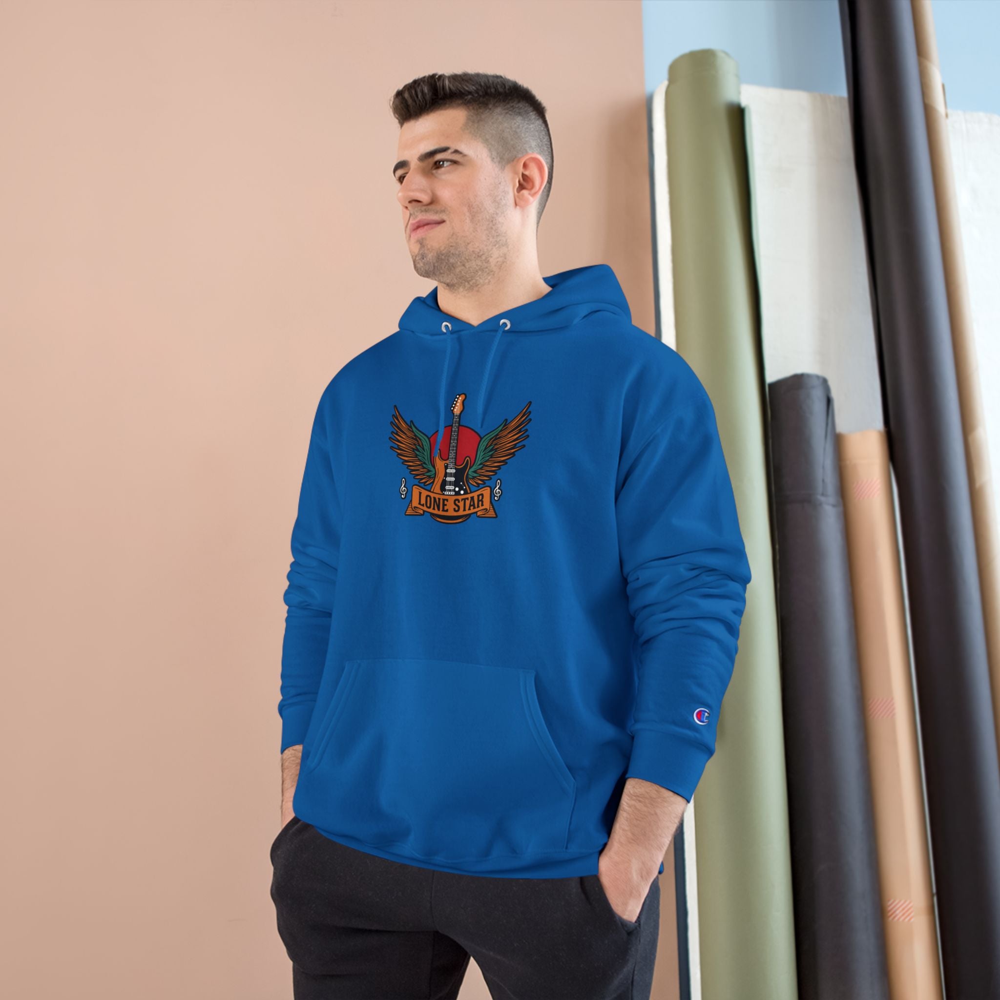 Champion Eagle Graphic Hoodie, Cozy Streetwear, Gift for Him, Casual Wear, Perfect for Fall/Winter, Stylish Comfort