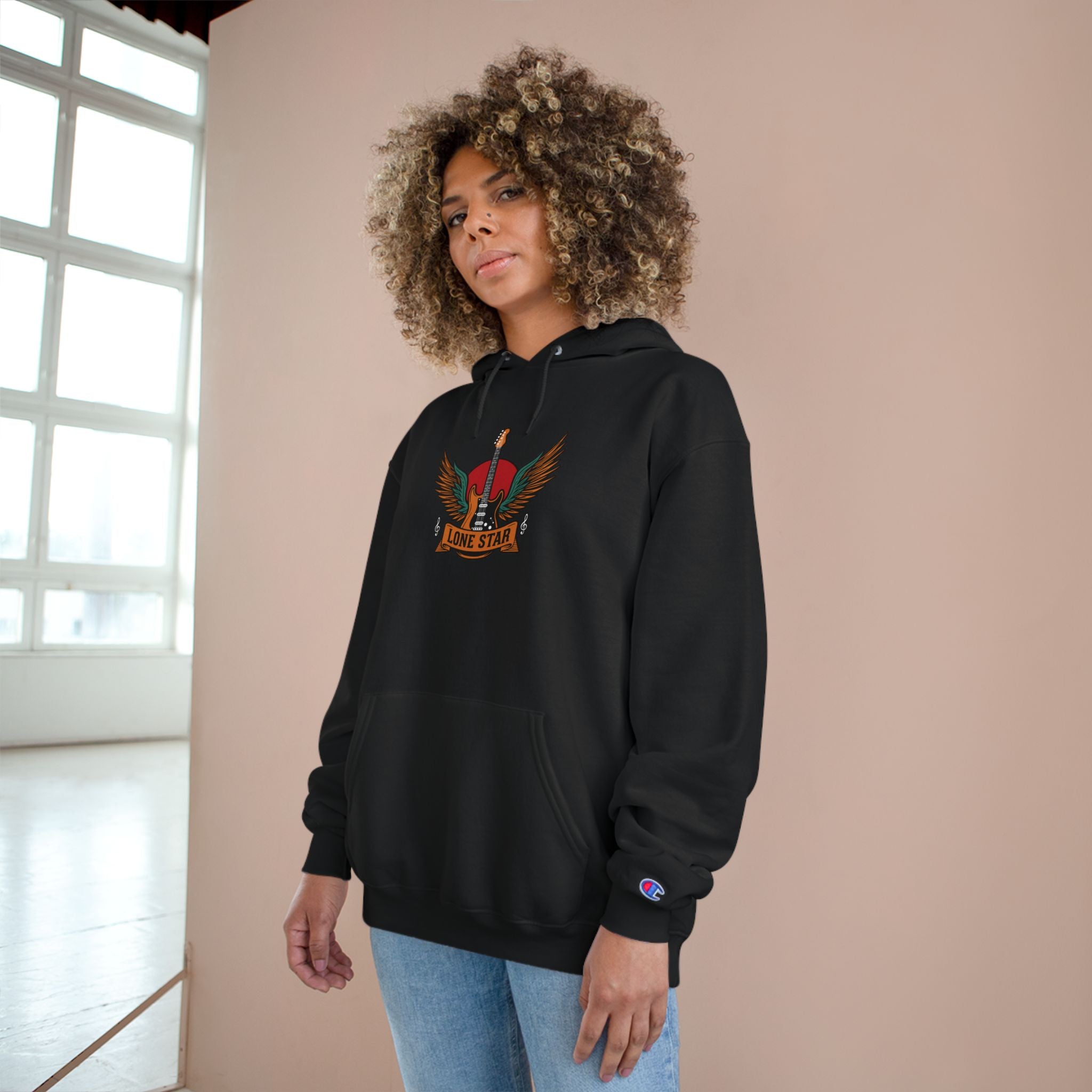 Champion Eagle Graphic Hoodie, Cozy Streetwear, Gift for Him, Casual Wear, Perfect for Fall/Winter, Stylish Comfort