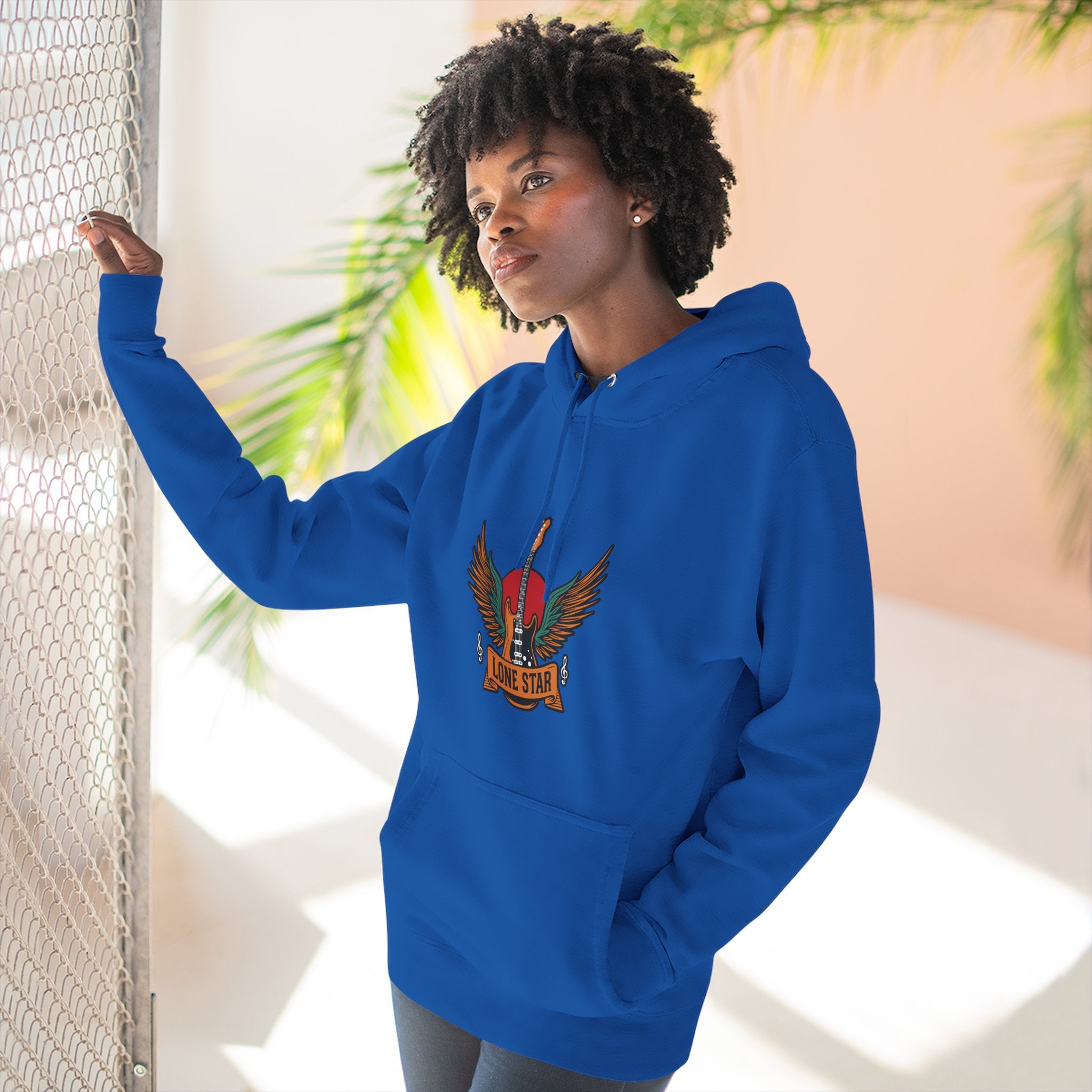 Lone Eagle Fleece Hoodie, Casual Comfort Wear, Unisex Gift, Cozy Layer, Perfect for Autumn, Everyday Style