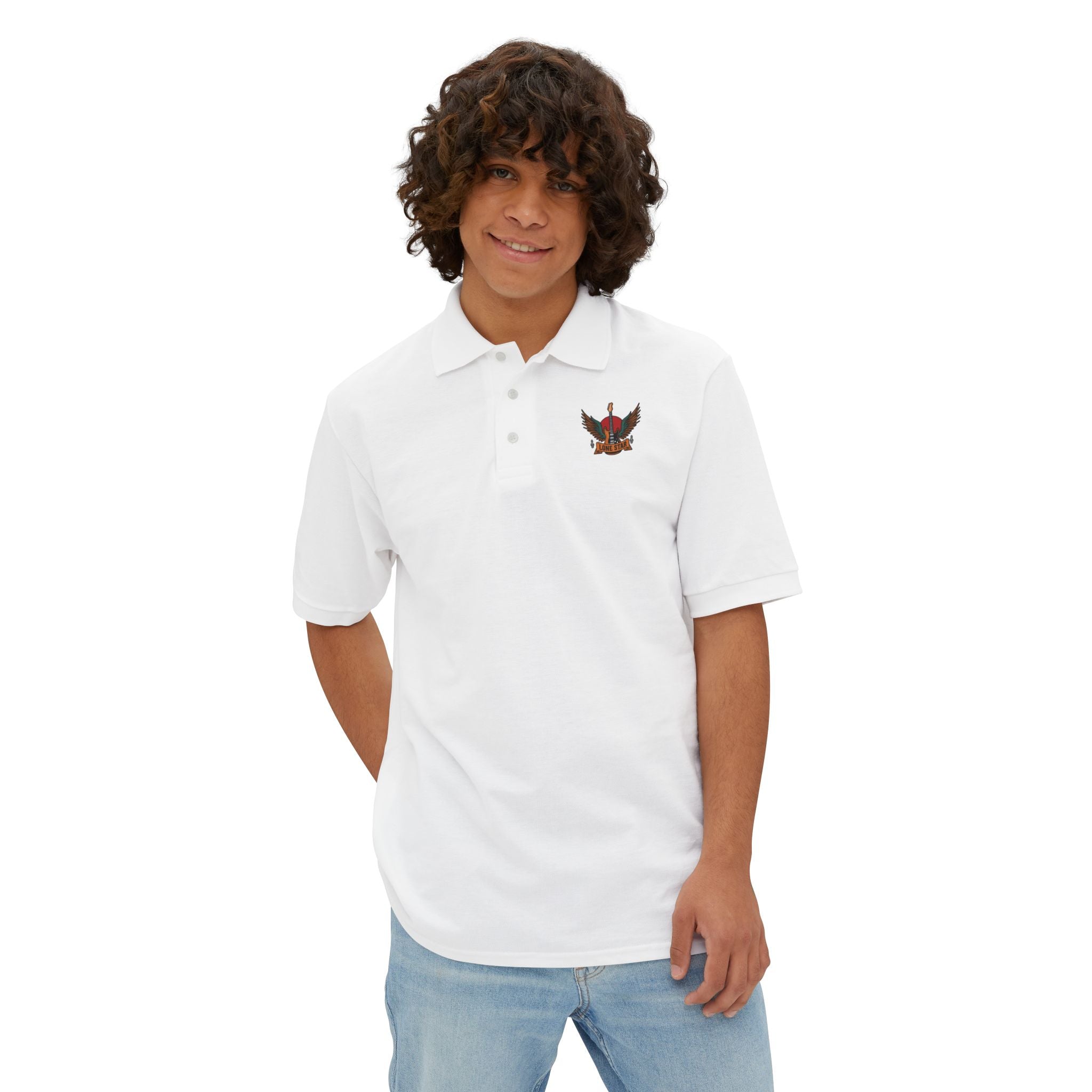 Men's Piqué Polo Shirt - Eagle Design, Casual or Golf Wear, Great Gift for Men, Birthday, Father's Day, Team Events
