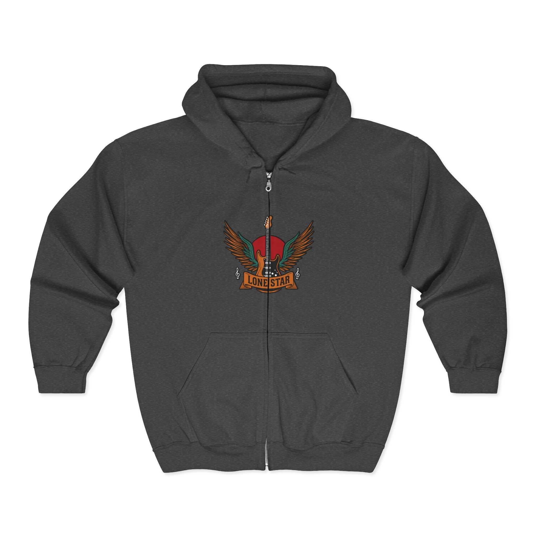 Rockin' Rebel Full Zip Hoodie - Unisex, Streetwear, Vintage Style, Perfect Gift for Music Lovers, Festivals, Everyday Casual