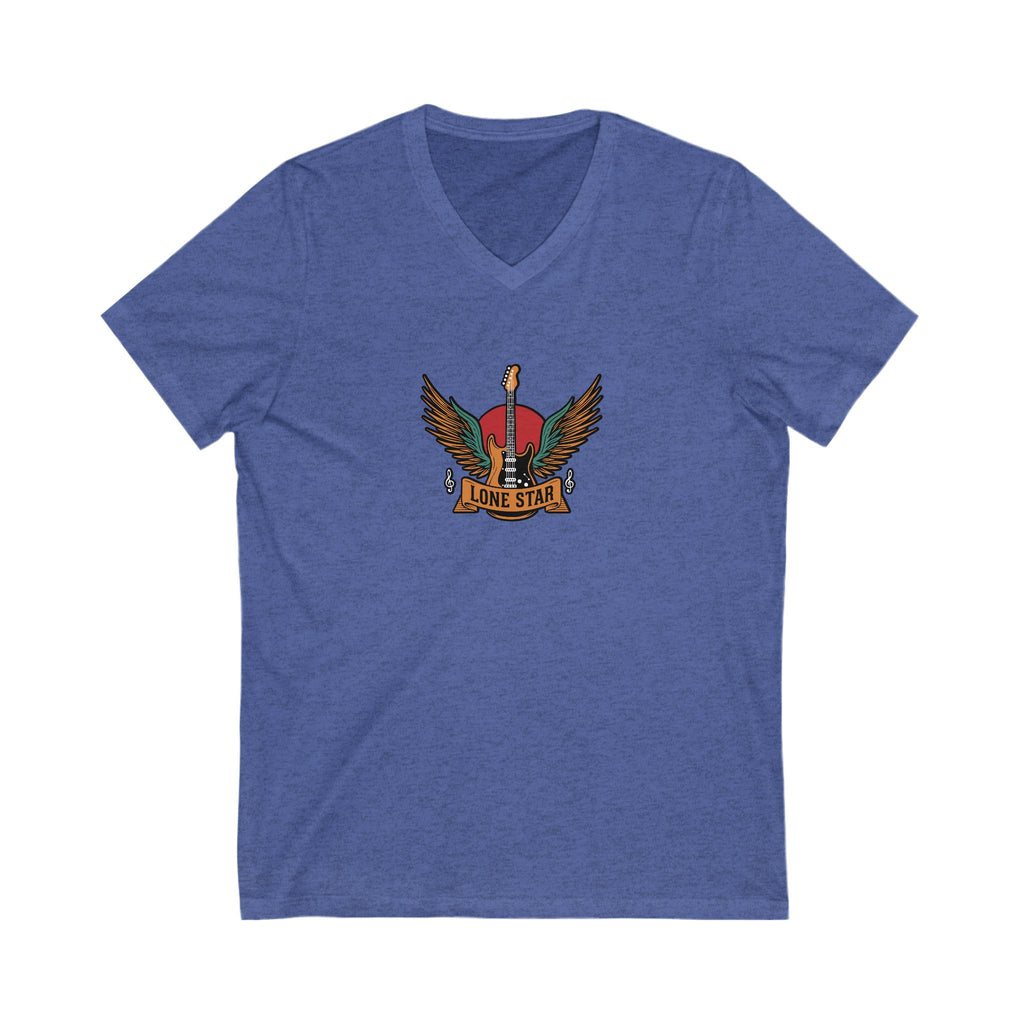 Lone Star Graphic V-Neck Tee, Music Lover Shirt, Casual Wear, Gifts for Men, Unisex T-Shirt