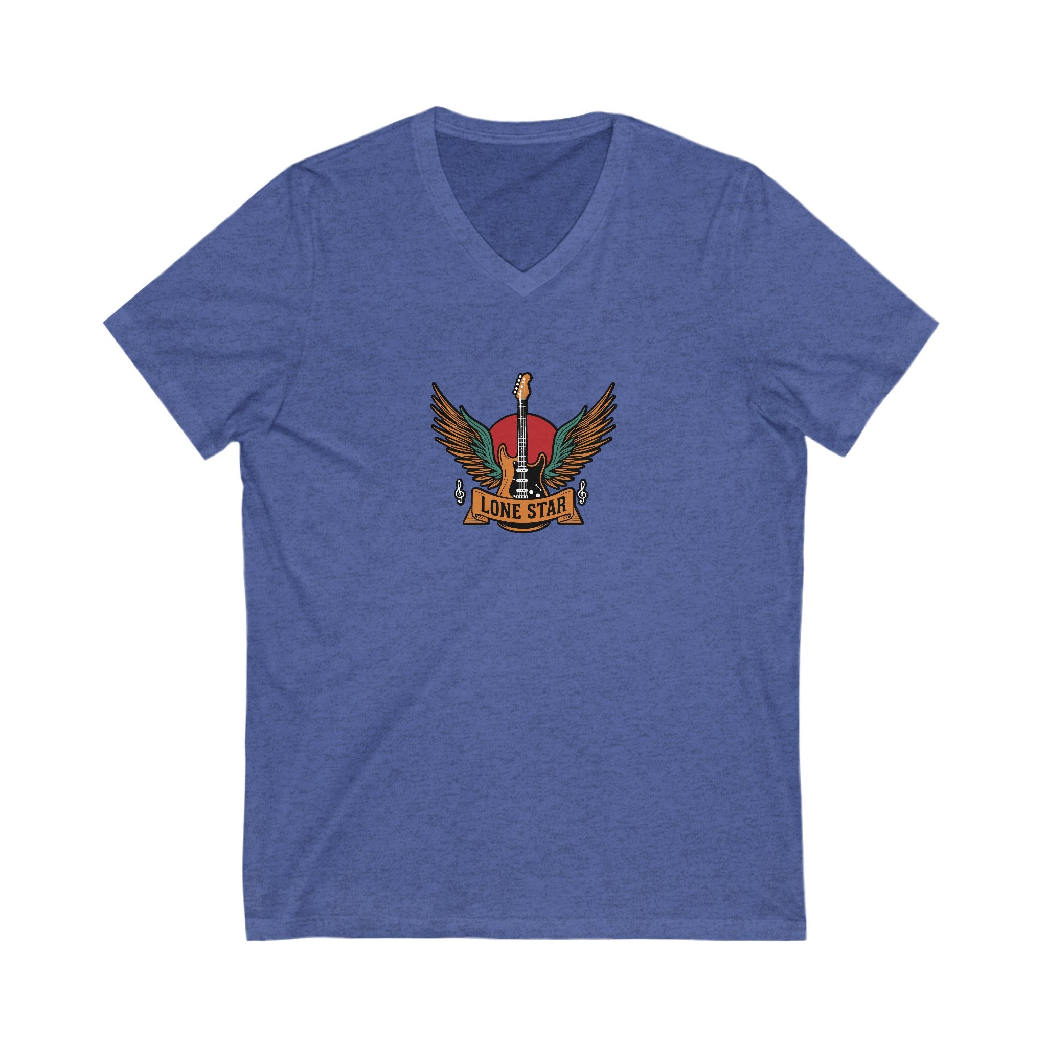 Lone Star Graphic V-Neck Tee, Music Lover Shirt, Casual Wear, Gifts for Men, Unisex T-Shirt
