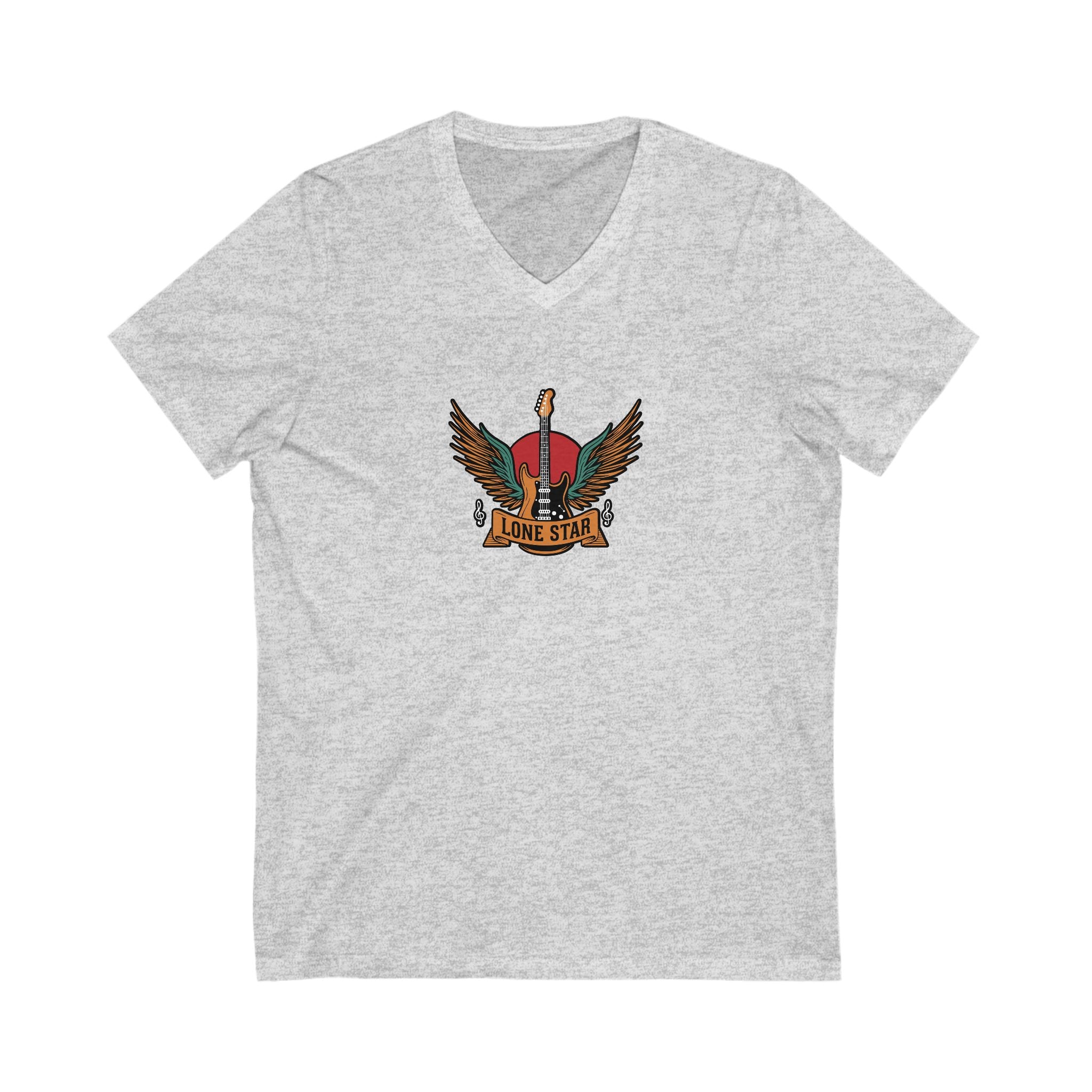 Lone Star Graphic V-Neck Tee, Music Lover Shirt, Casual Wear, Gifts for Men, Unisex T-Shirt