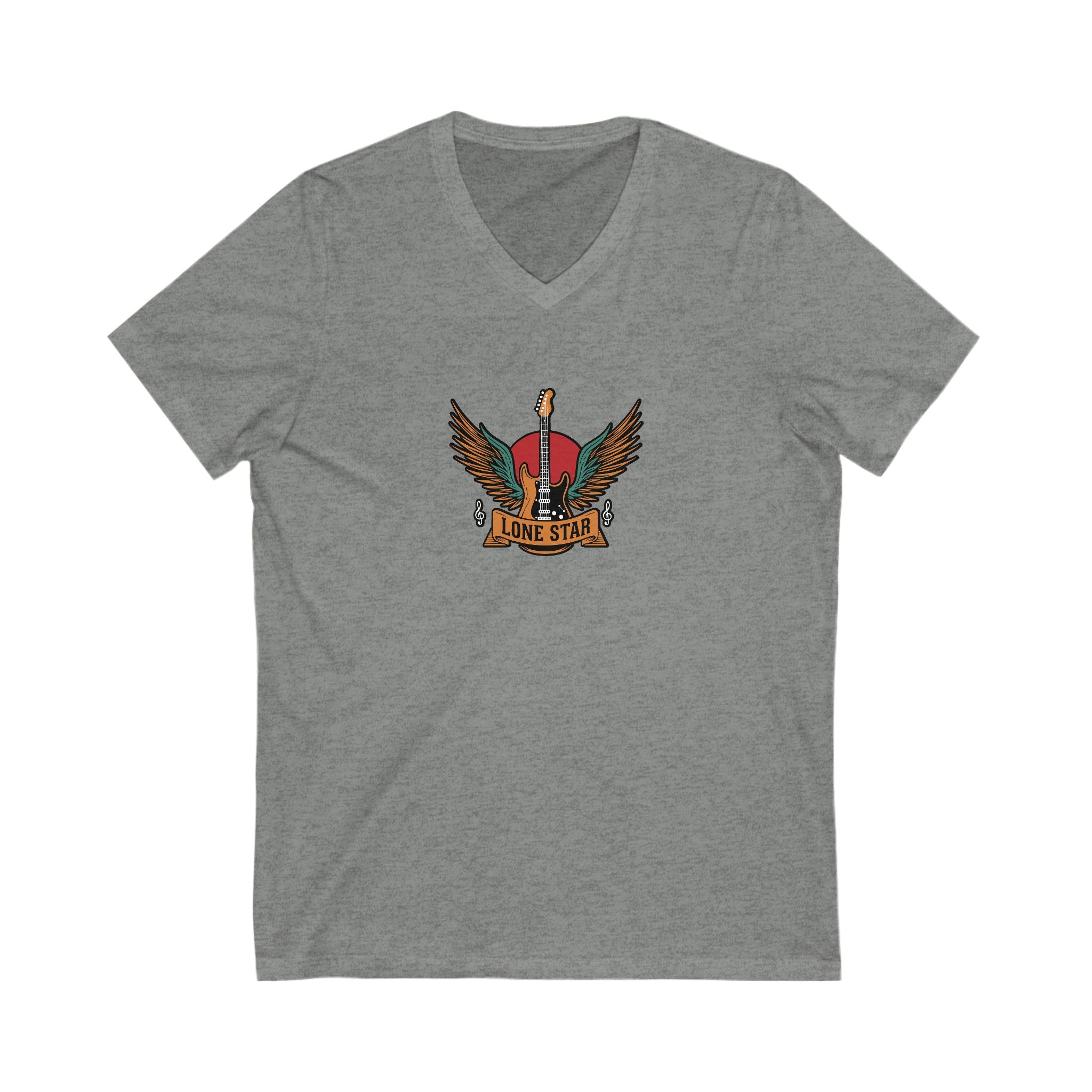 Lone Star Graphic V-Neck Tee, Music Lover Shirt, Casual Wear, Gifts for Men, Unisex T-Shirt