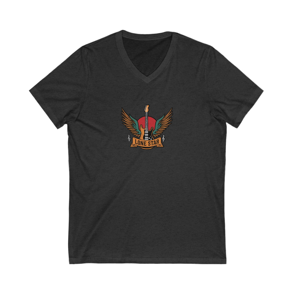 Lone Star Graphic V-Neck Tee, Music Lover Shirt, Casual Wear, Gifts for Men, Unisex T-Shirt