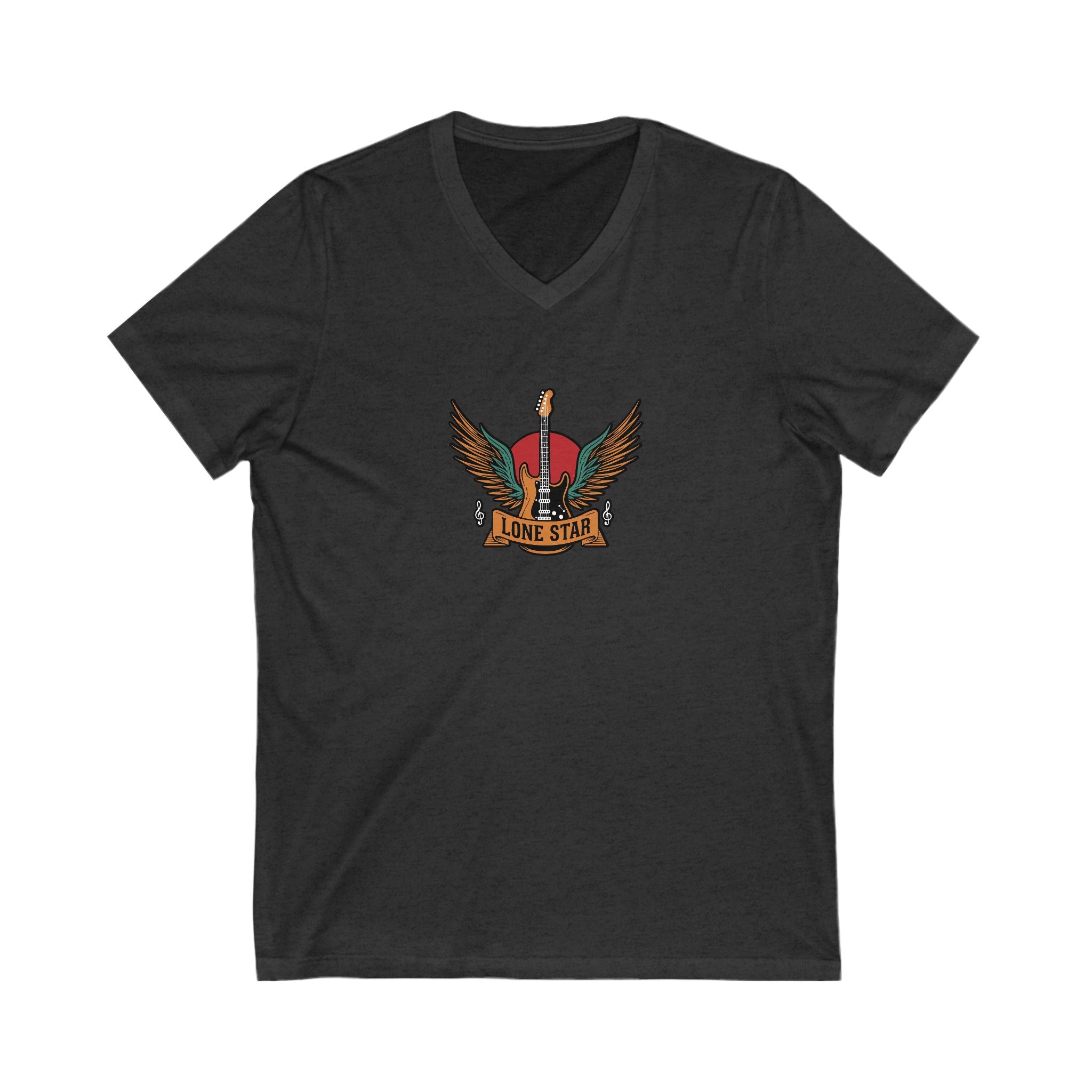 Lone Star Graphic V-Neck Tee, Music Lover Shirt, Casual Wear, Gifts for Men, Unisex T-Shirt