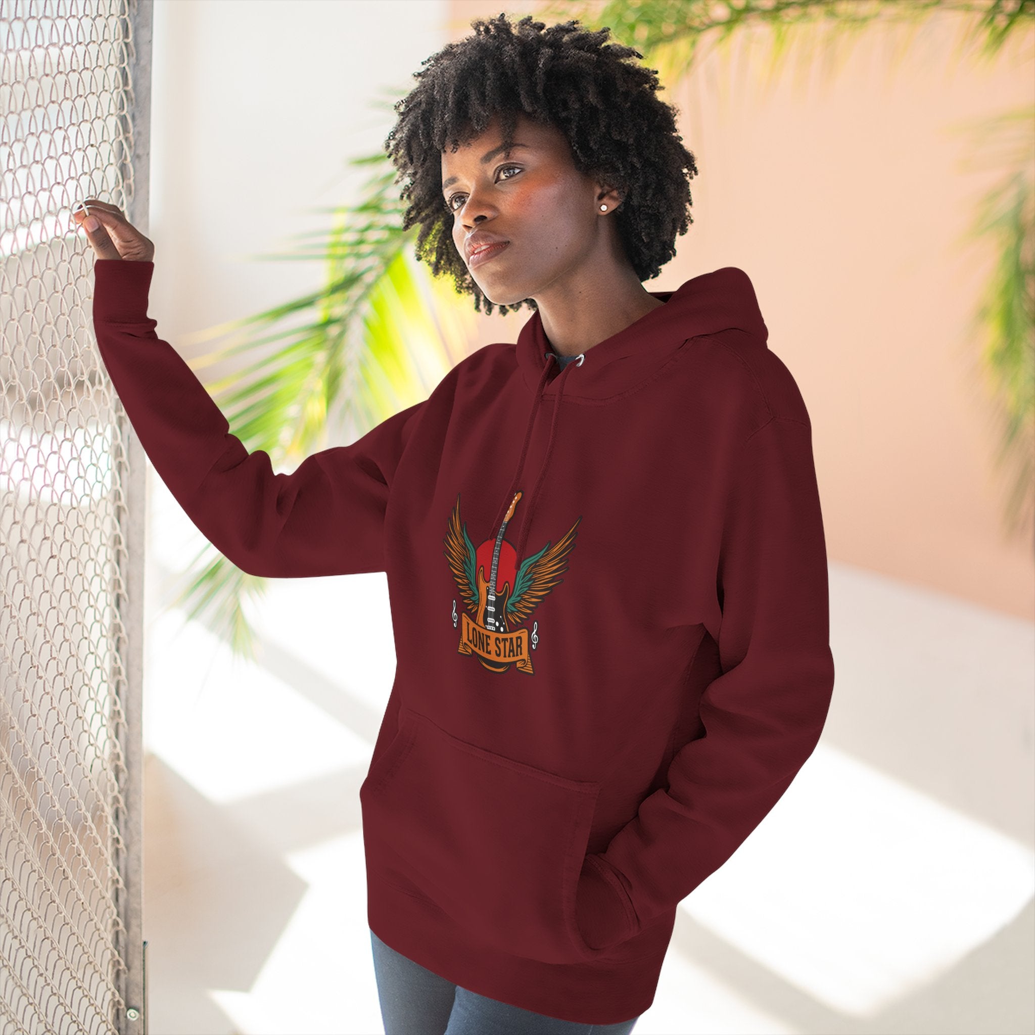 Lone Eagle Fleece Hoodie, Casual Comfort Wear, Unisex Gift, Cozy Layer, Perfect for Autumn, Everyday Style