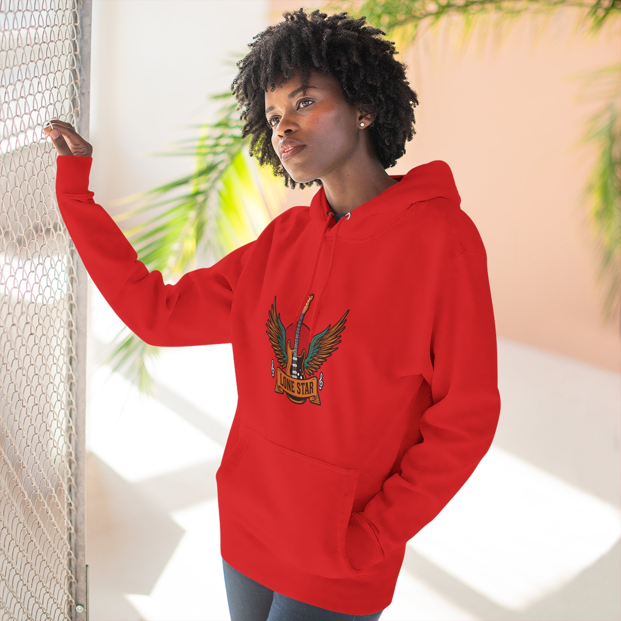 Lone Eagle Fleece Hoodie, Casual Comfort Wear, Unisex Gift, Cozy Layer, Perfect for Autumn, Everyday Style