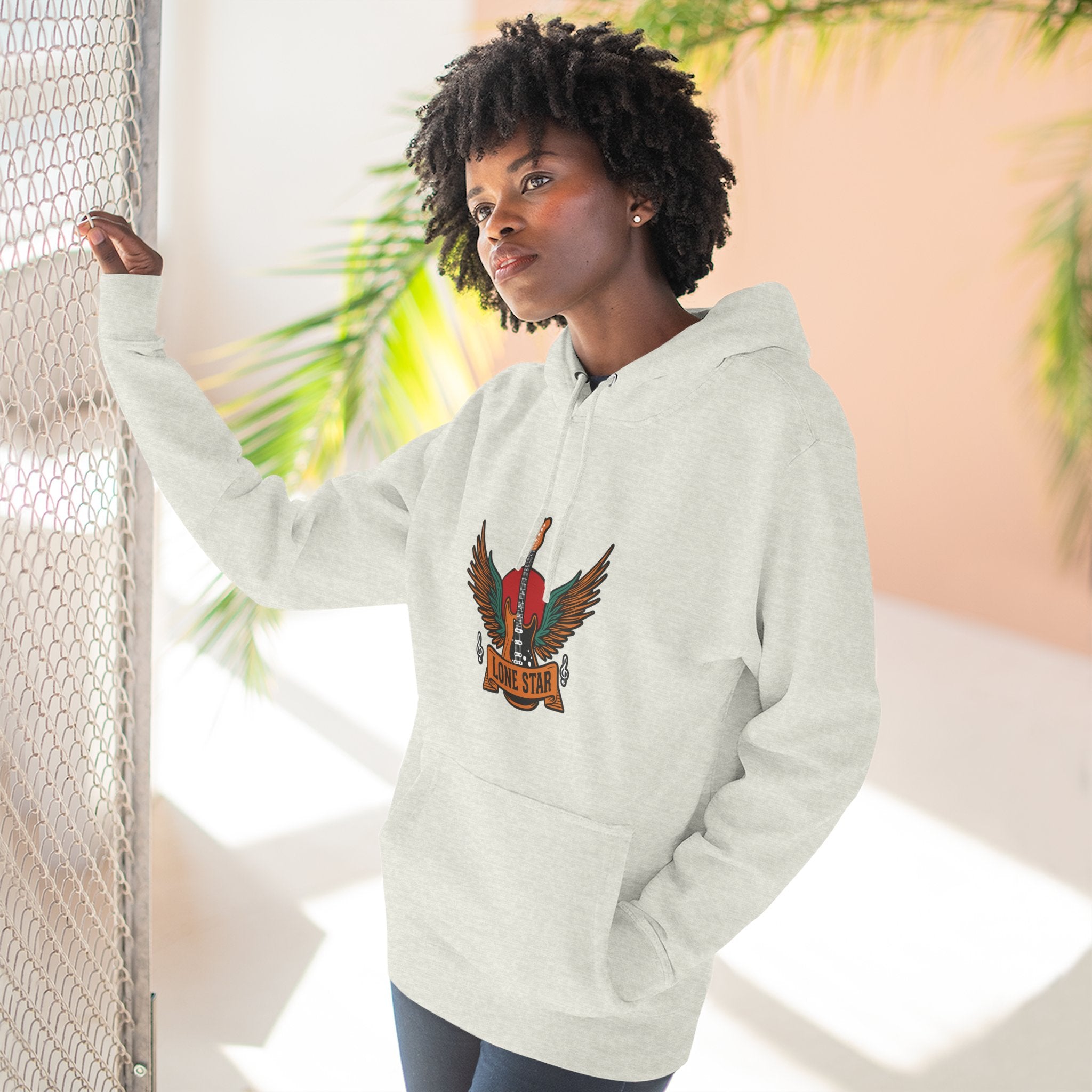 Lone Eagle Fleece Hoodie, Casual Comfort Wear, Unisex Gift, Cozy Layer, Perfect for Autumn, Everyday Style
