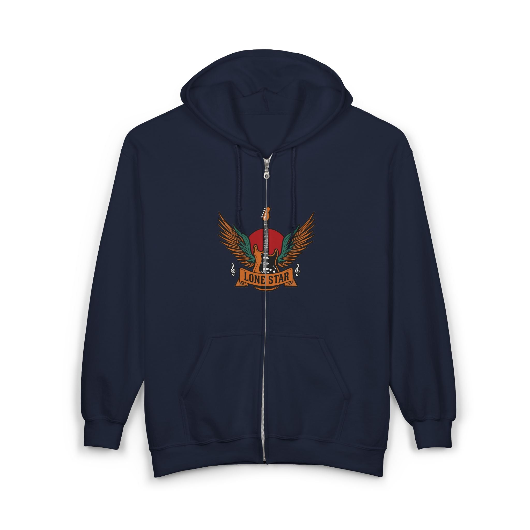 Rockin' Rebel Full Zip Hoodie - Unisex, Streetwear, Vintage Style, Perfect Gift for Music Lovers, Festivals, Everyday Casual