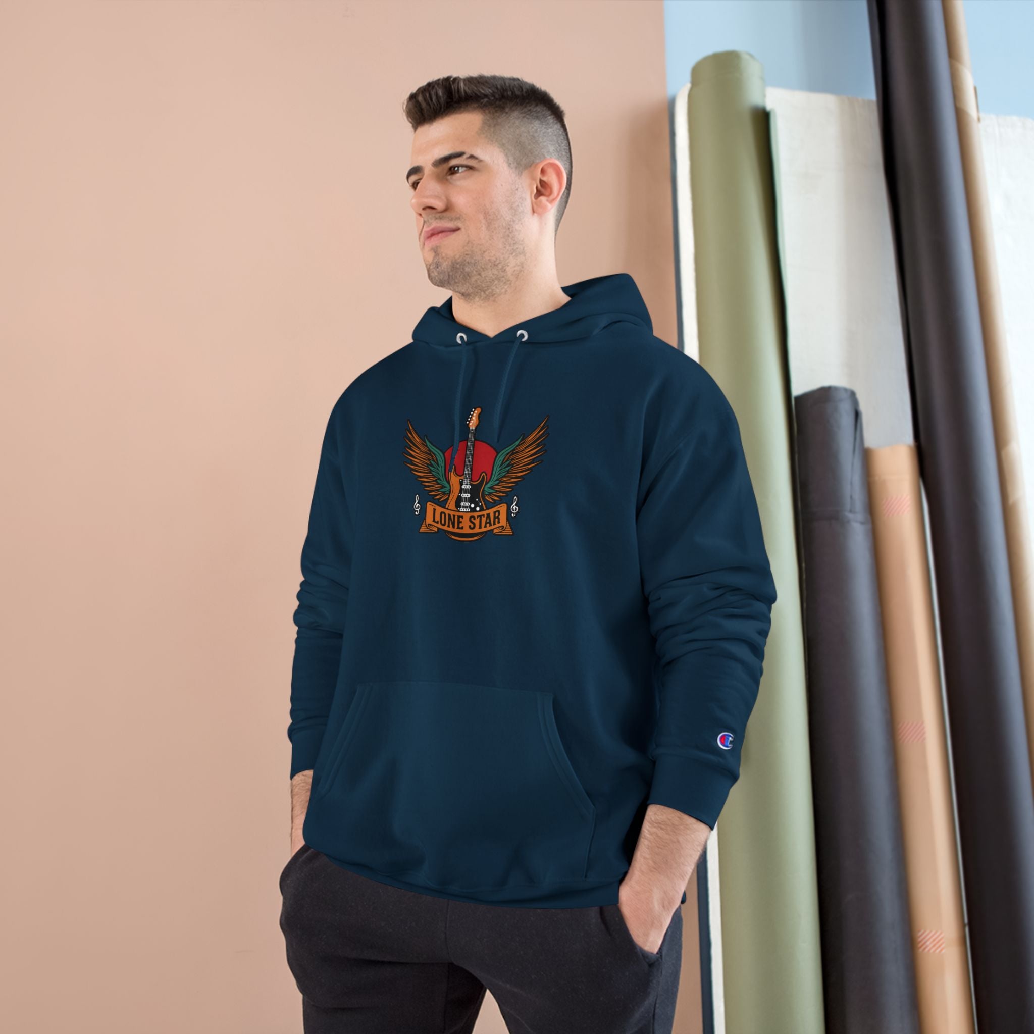 Champion Eagle Graphic Hoodie, Cozy Streetwear, Gift for Him, Casual Wear, Perfect for Fall/Winter, Stylish Comfort