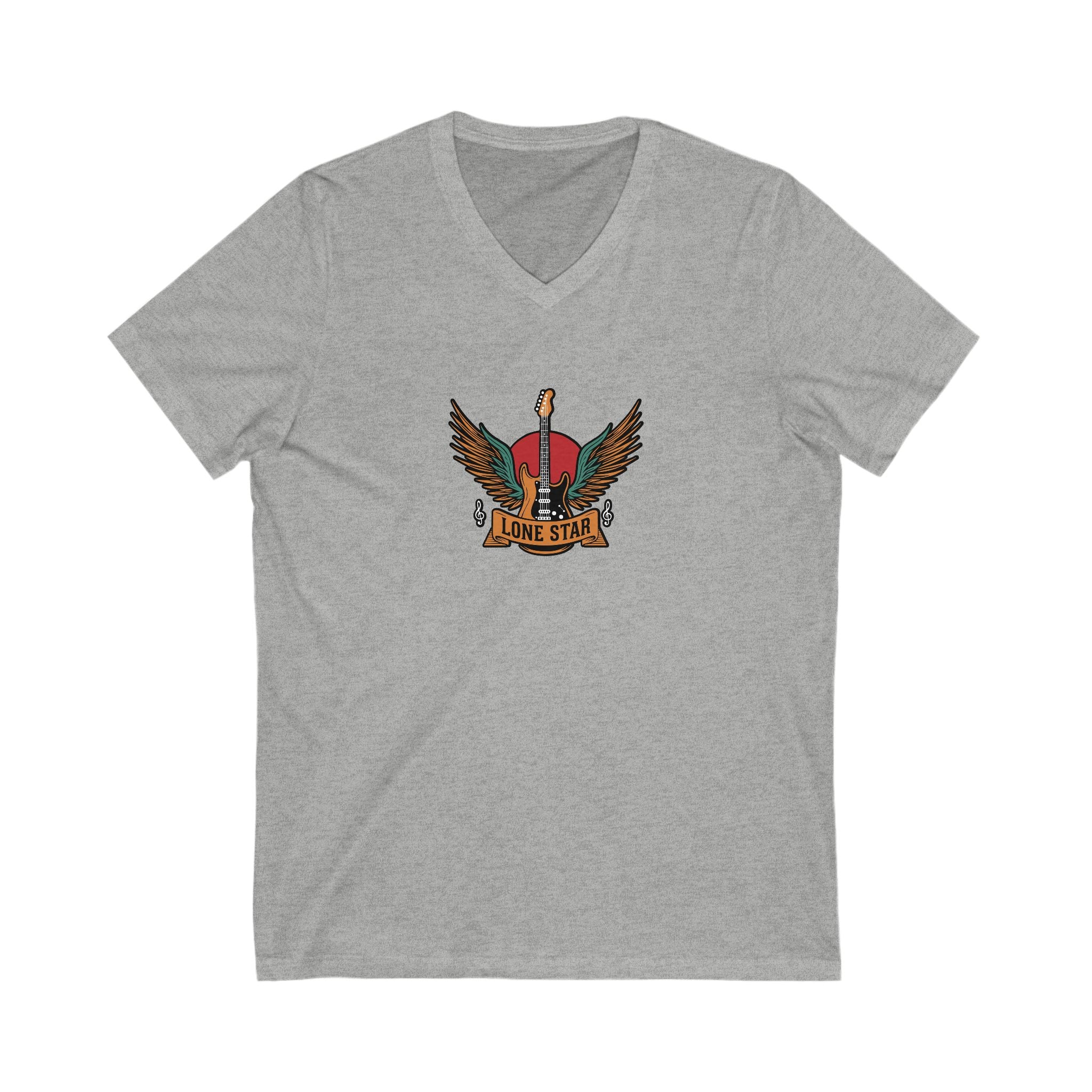 Lone Star Graphic V-Neck Tee, Music Lover Shirt, Casual Wear, Gifts for Men, Unisex T-Shirt