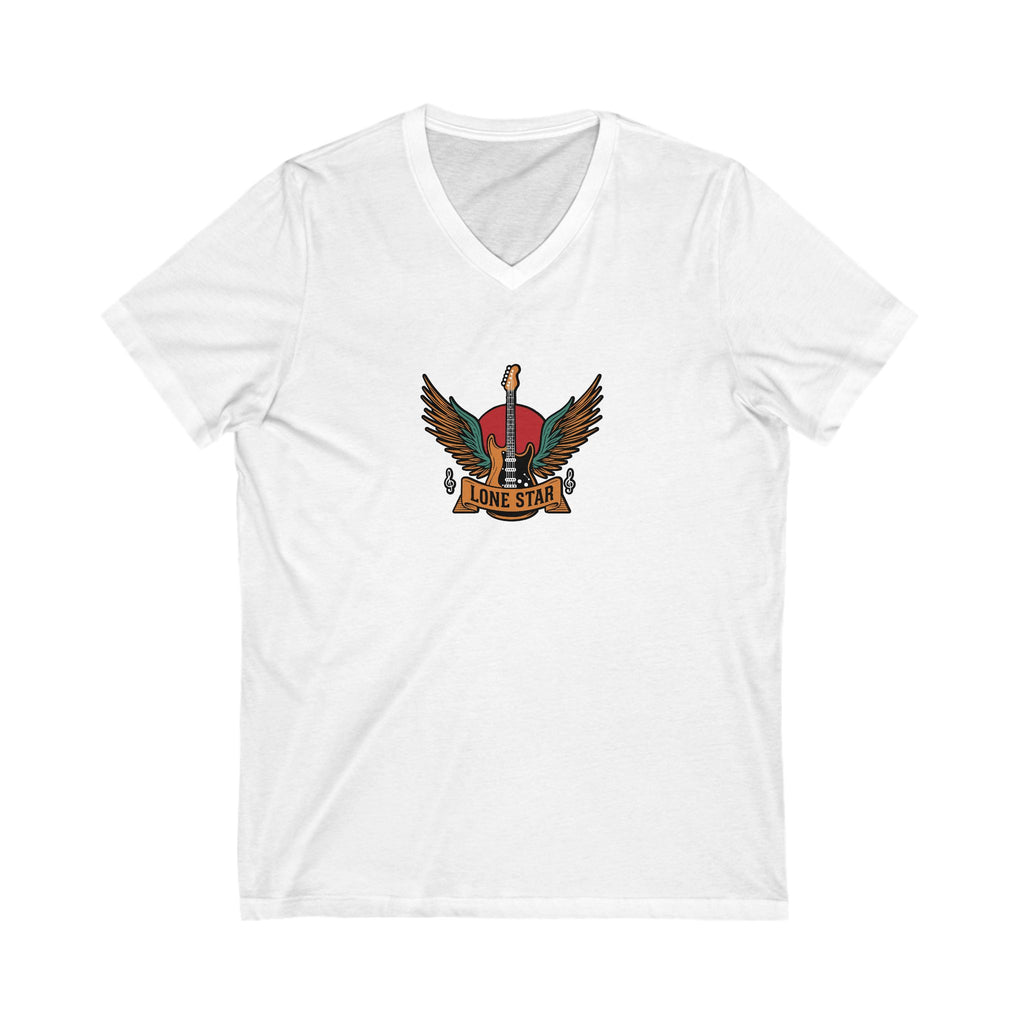 Lone Star Graphic V-Neck Tee, Music Lover Shirt, Casual Wear, Gifts for Men, Unisex T-Shirt