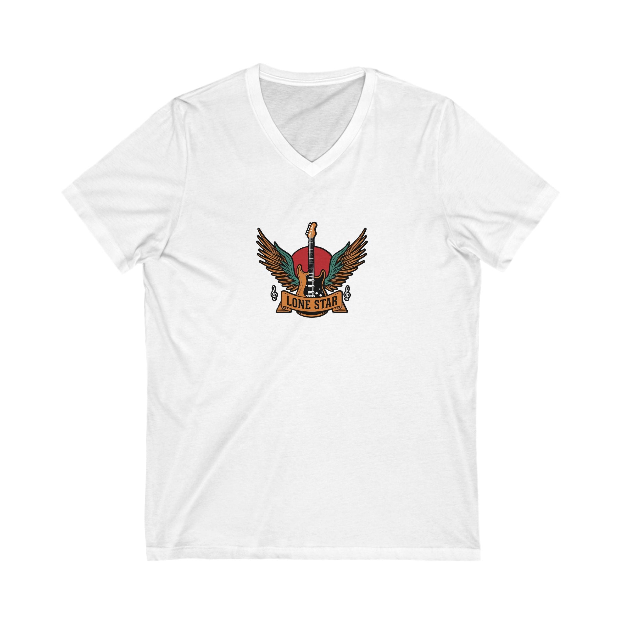 Lone Star Graphic V-Neck Tee, Music Lover Shirt, Casual Wear, Gifts for Men, Unisex T-Shirt