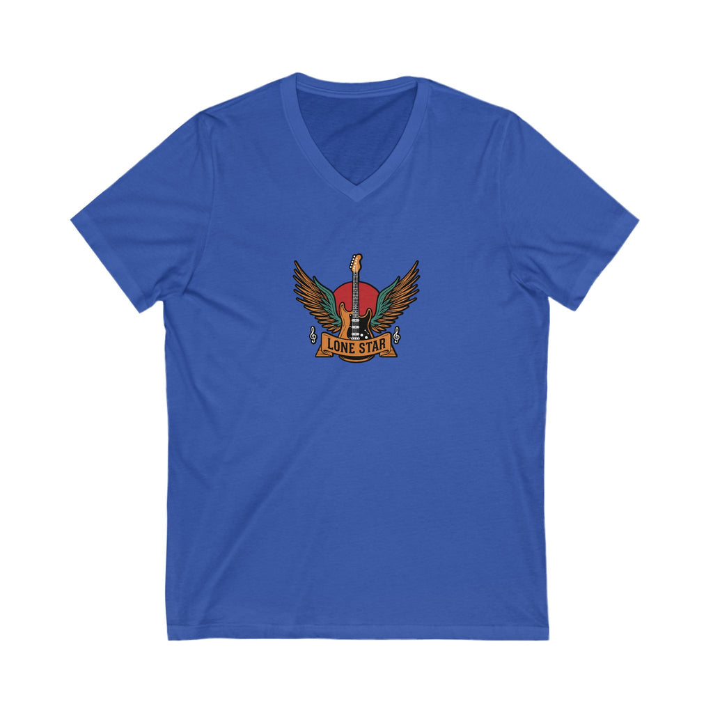 Lone Star Graphic V-Neck Tee, Music Lover Shirt, Casual Wear, Gifts for Men, Unisex T-Shirt