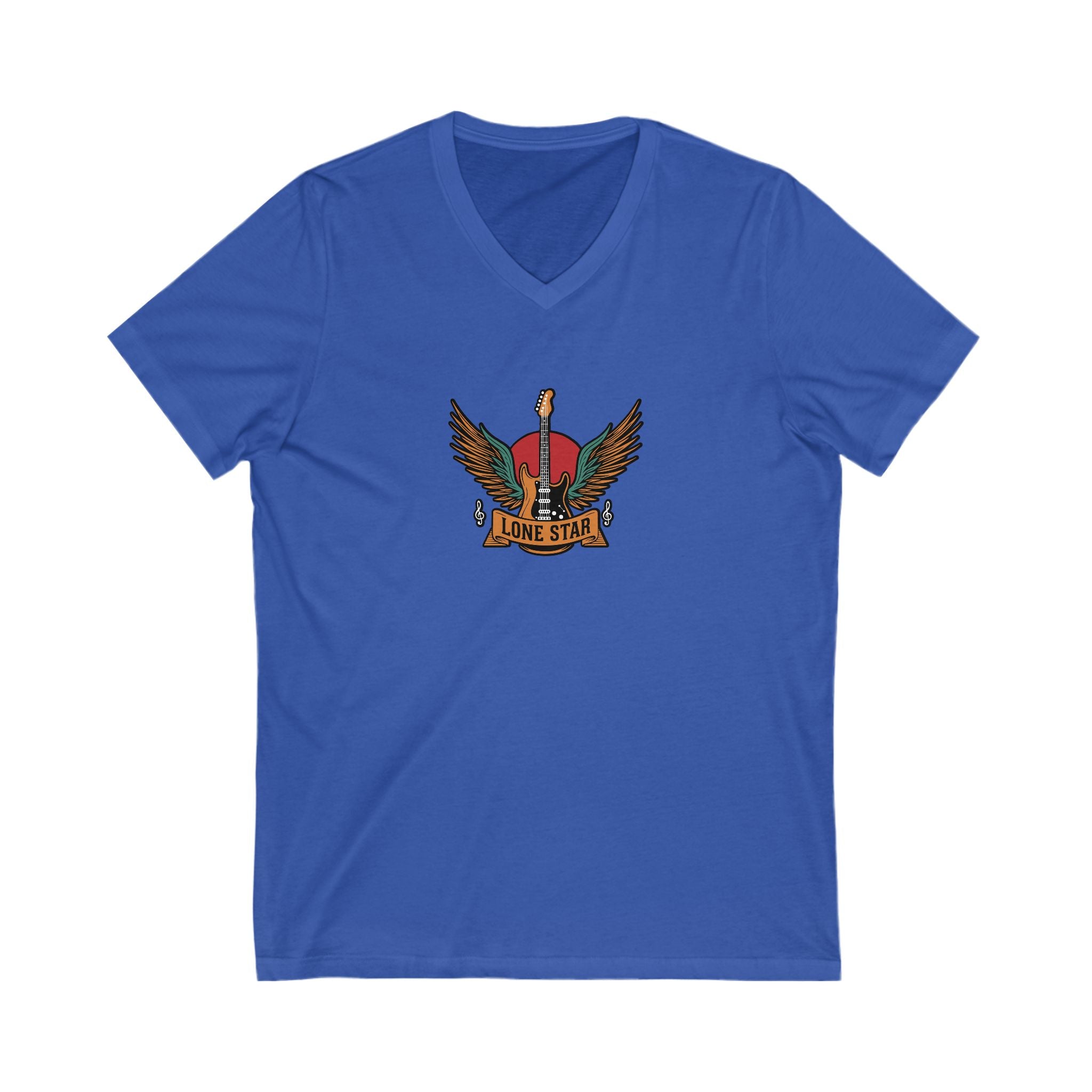 Lone Star Graphic V-Neck Tee, Music Lover Shirt, Casual Wear, Gifts for Men, Unisex T-Shirt