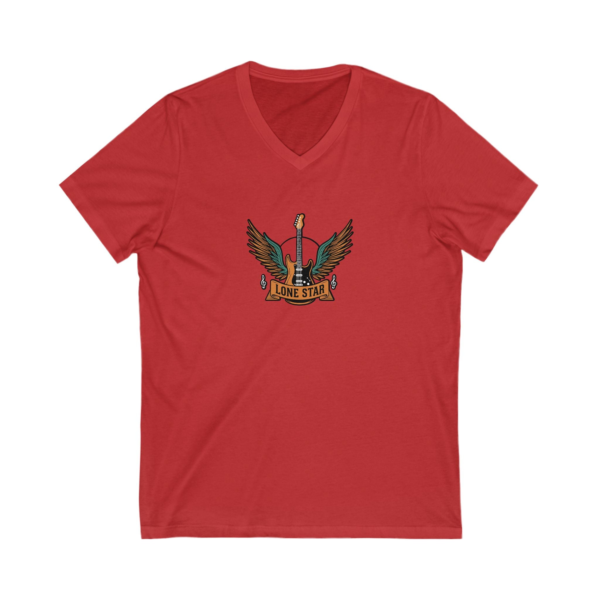 Lone Star Graphic V-Neck Tee, Music Lover Shirt, Casual Wear, Gifts for Men, Unisex T-Shirt