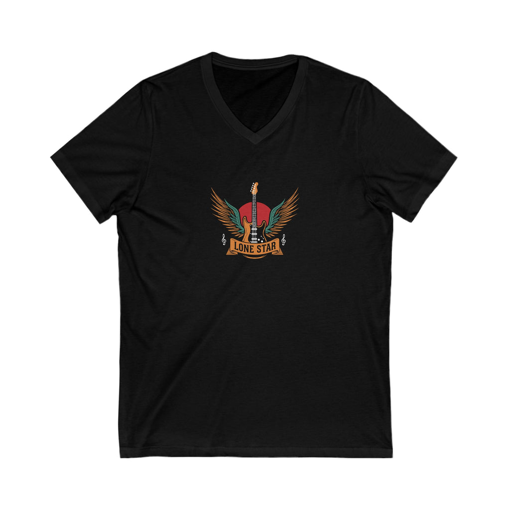 Lone Star Graphic V-Neck Tee, Music Lover Shirt, Casual Wear, Gifts for Men, Unisex T-Shirt