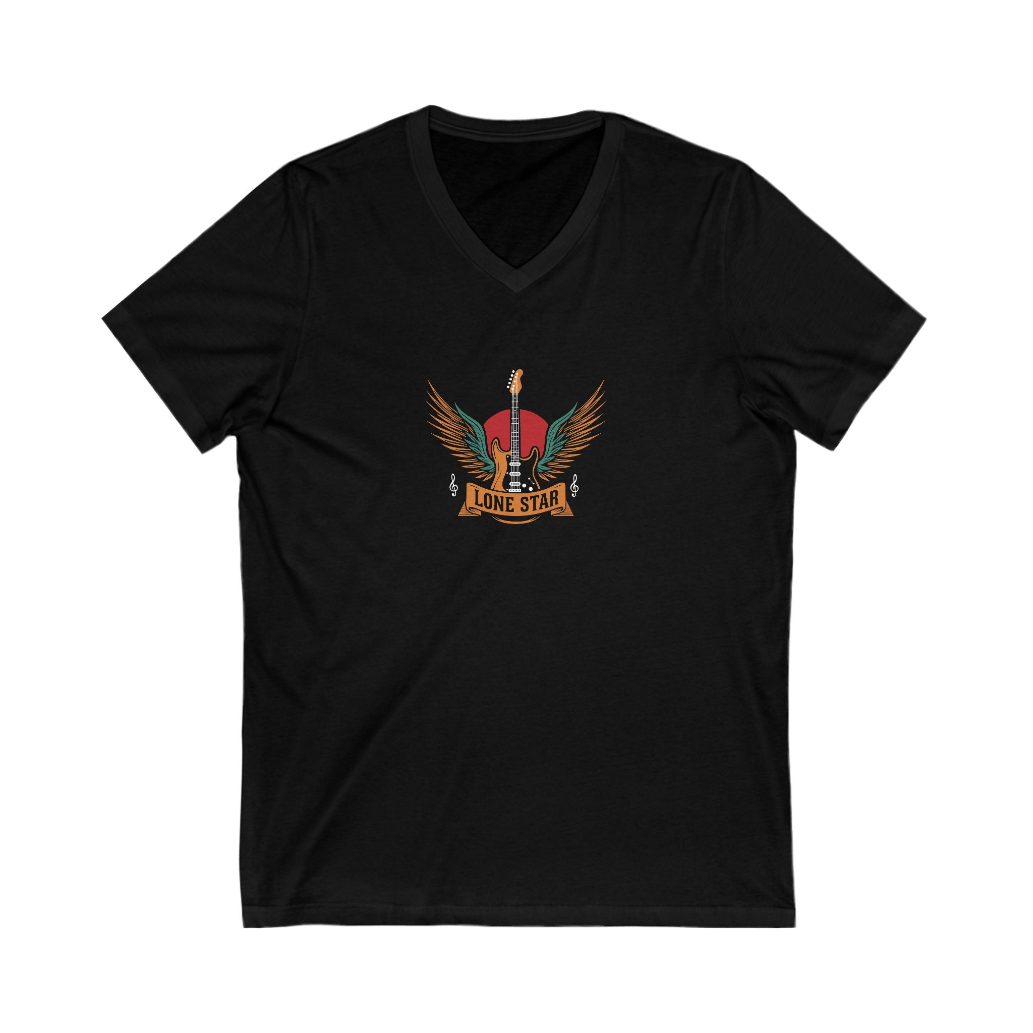 Lone Star Graphic V-Neck Tee, Music Lover Shirt, Casual Wear, Gifts for Men, Unisex T-Shirt