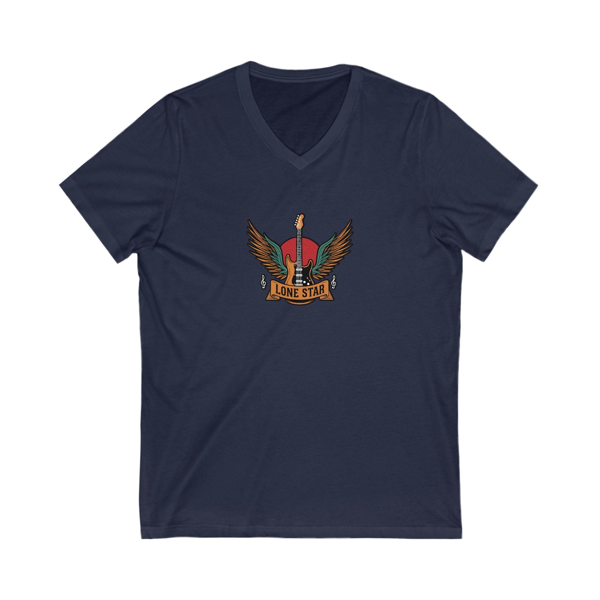 Lone Star Graphic V-Neck Tee, Music Lover Shirt, Casual Wear, Gifts for Men, Unisex T-Shirt