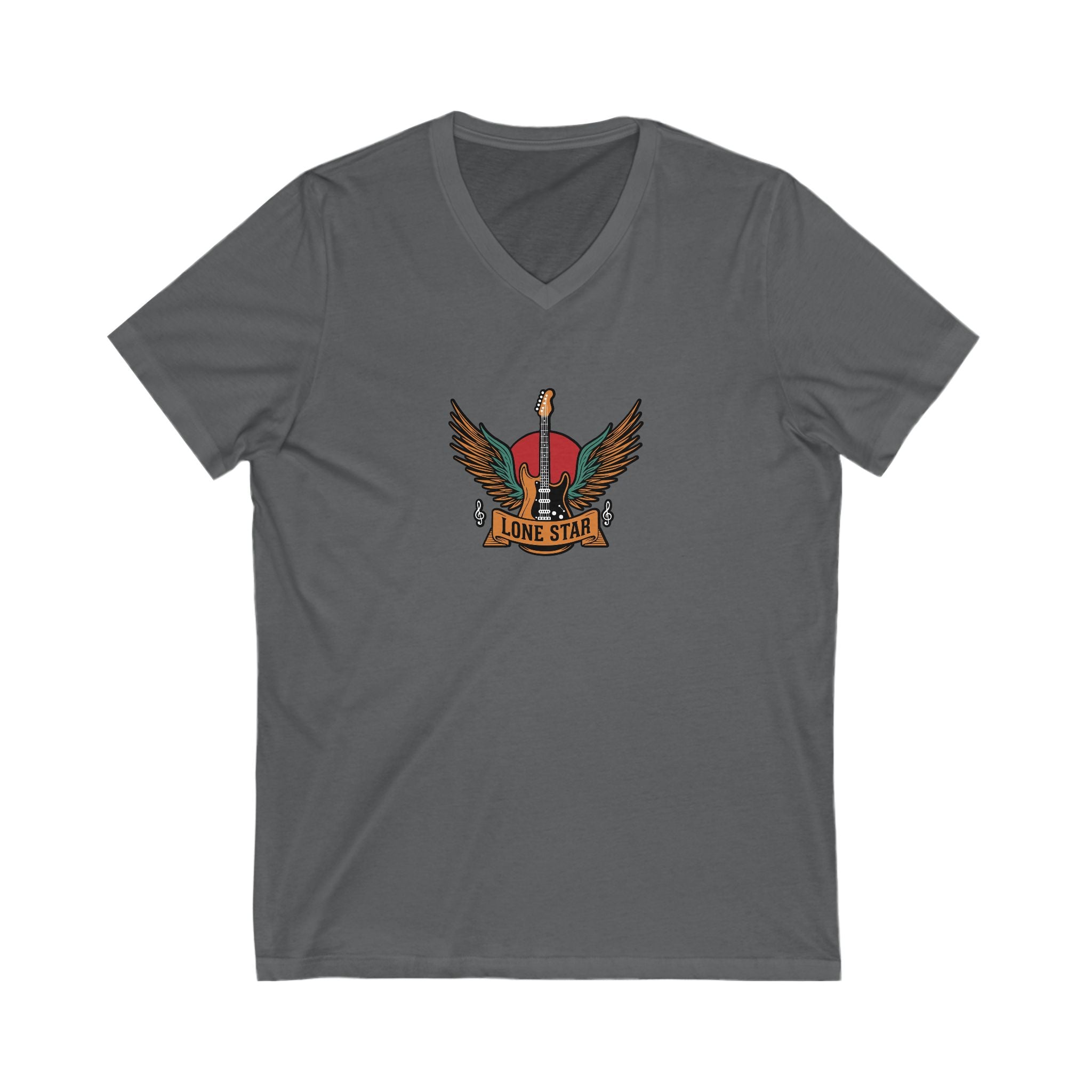 Lone Star Graphic V-Neck Tee, Music Lover Shirt, Casual Wear, Gifts for Men, Unisex T-Shirt
