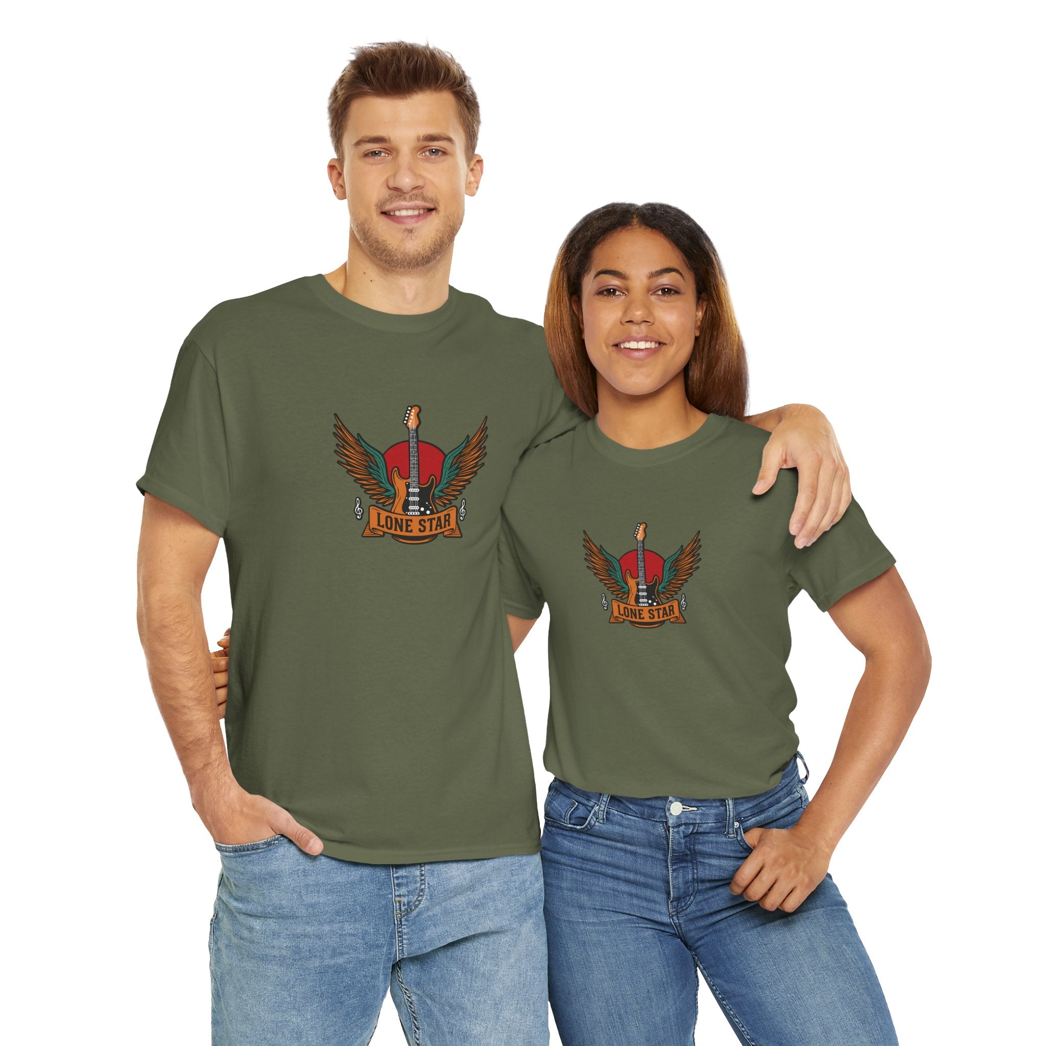 Lone Star Unisex Heavy Cotton Tee, Casual Comfort Shirt, Graphic Tee, Gift for Him/Her, Texas Pride Apparel