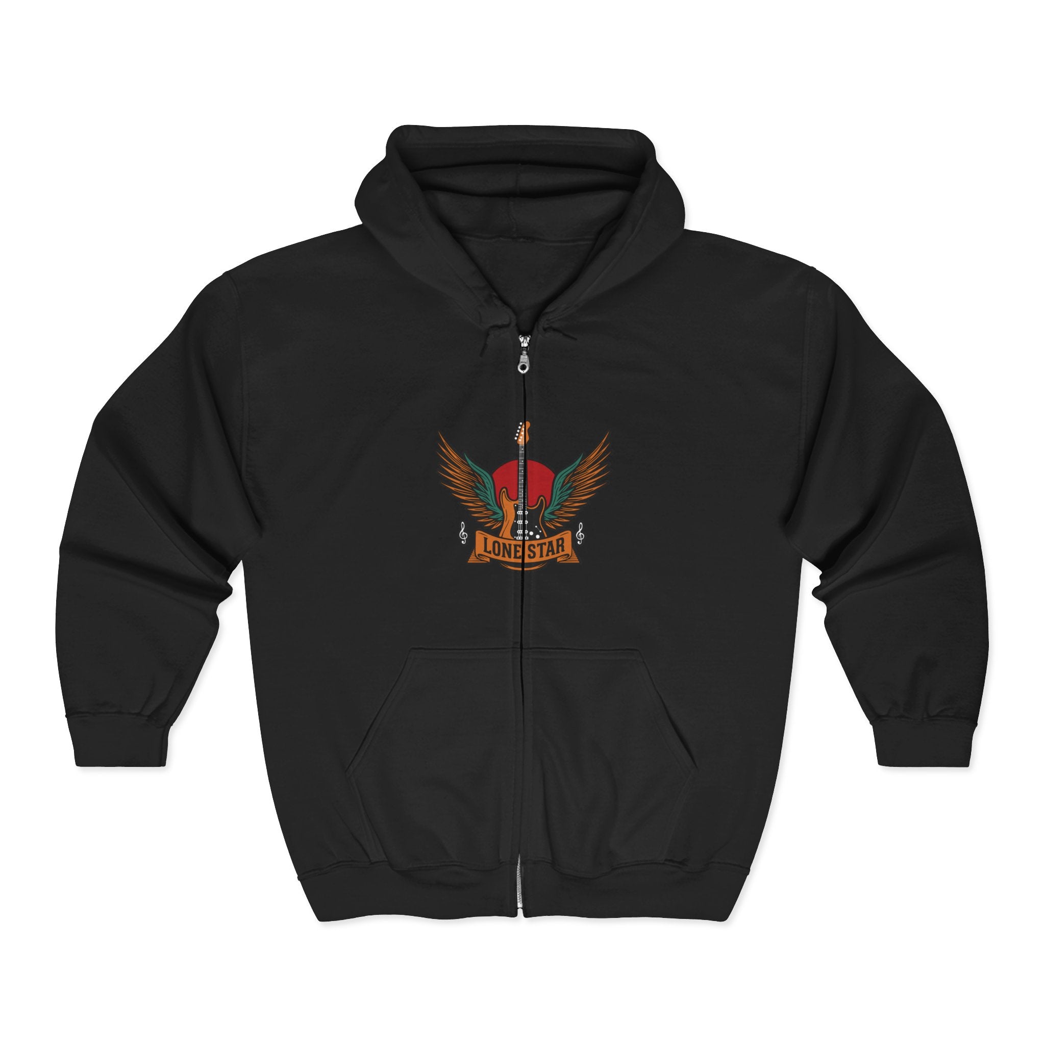 Rockin' Rebel Full Zip Hoodie - Unisex, Streetwear, Vintage Style, Perfect Gift for Music Lovers, Festivals, Everyday Casual