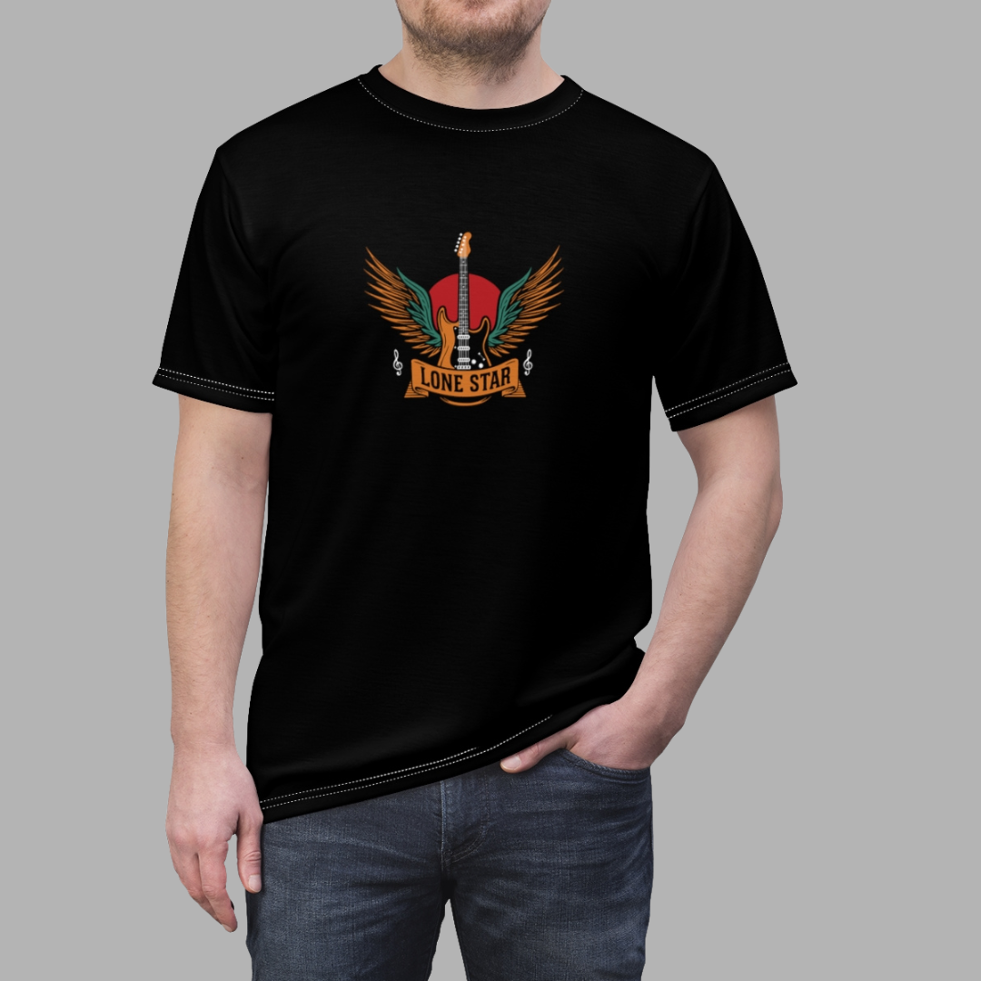 Lone Star Graphic Tee, Unisex Cut & Sew T-Shirt, Music Lover Gift, Casual Wear, Festival Outfit, Unique Design
