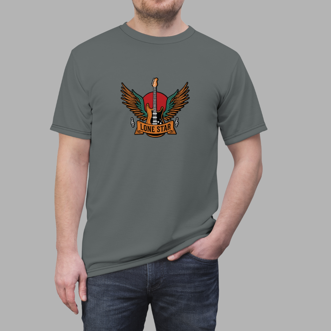 Lone Star Graphic Tee - Unisex Cut & Sew T-Shirt, Music Lover Gift, Casual Wear, Vintage Style, Concert Apparel, Texas Pride