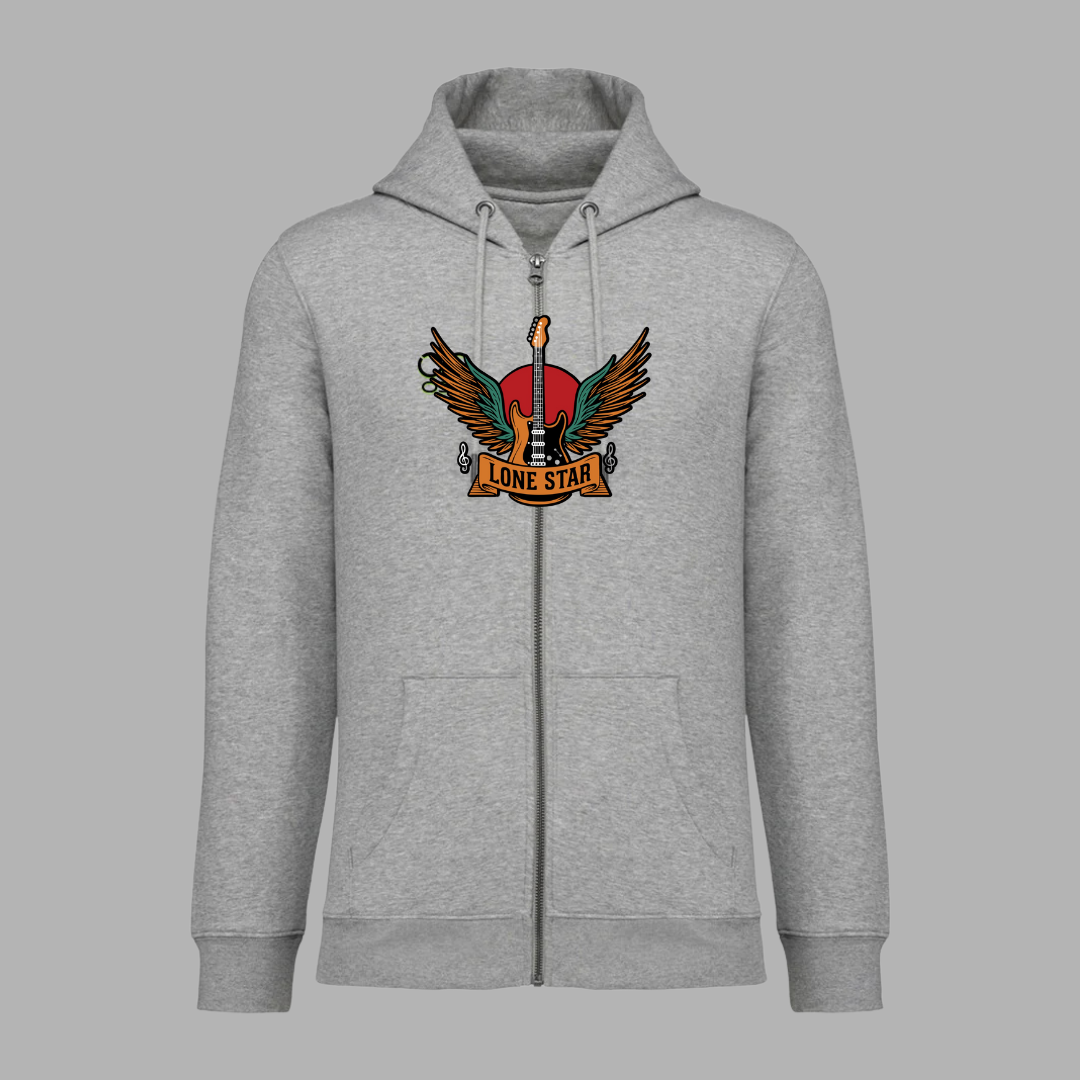 Rockin' Rebel Full Zip Hoodie - Unisex, Streetwear, Vintage Style, Perfect Gift for Music Lovers, Festivals, Everyday Casual