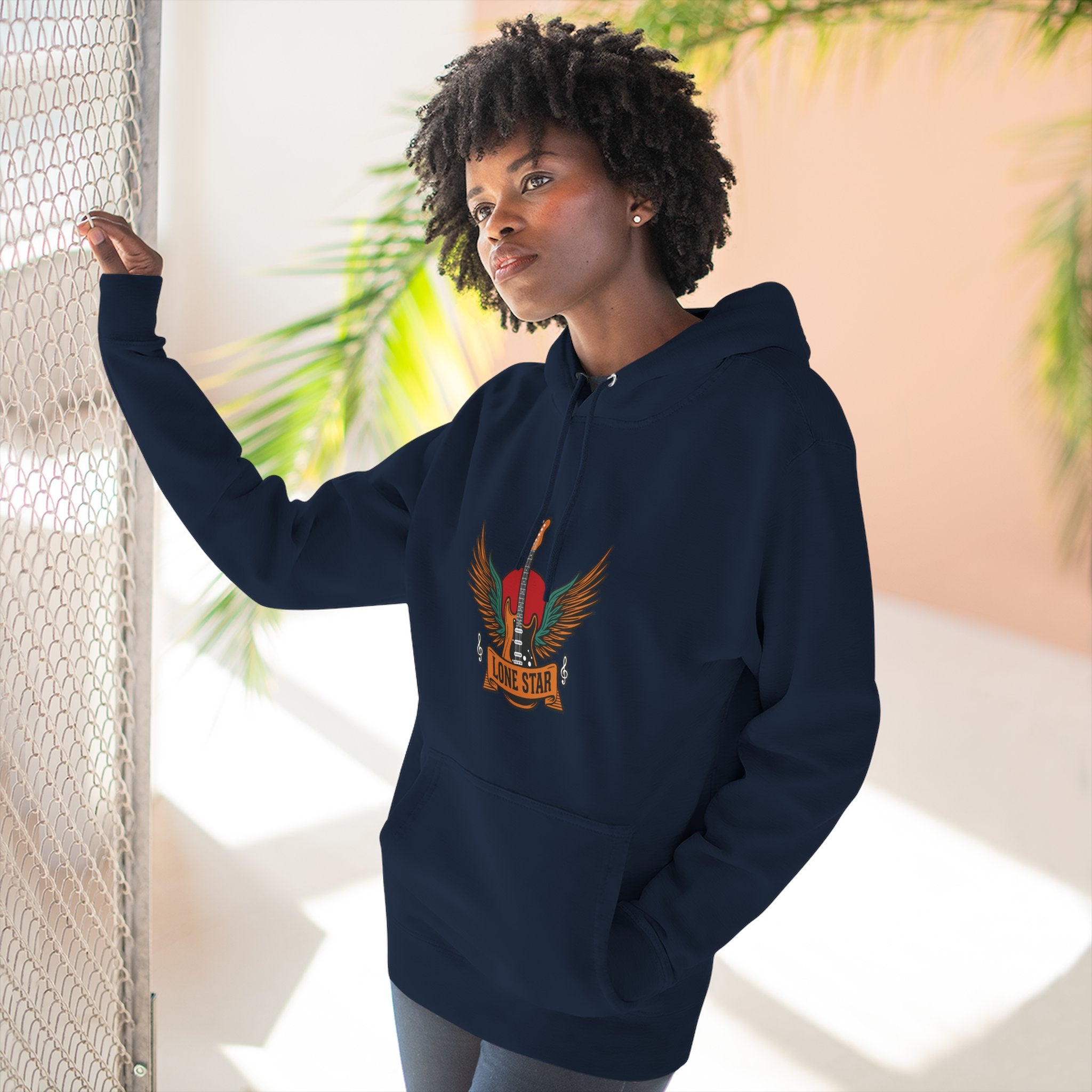 Lone Eagle Fleece Hoodie, Casual Comfort Wear, Unisex Gift, Cozy Layer, Perfect for Autumn, Everyday Style