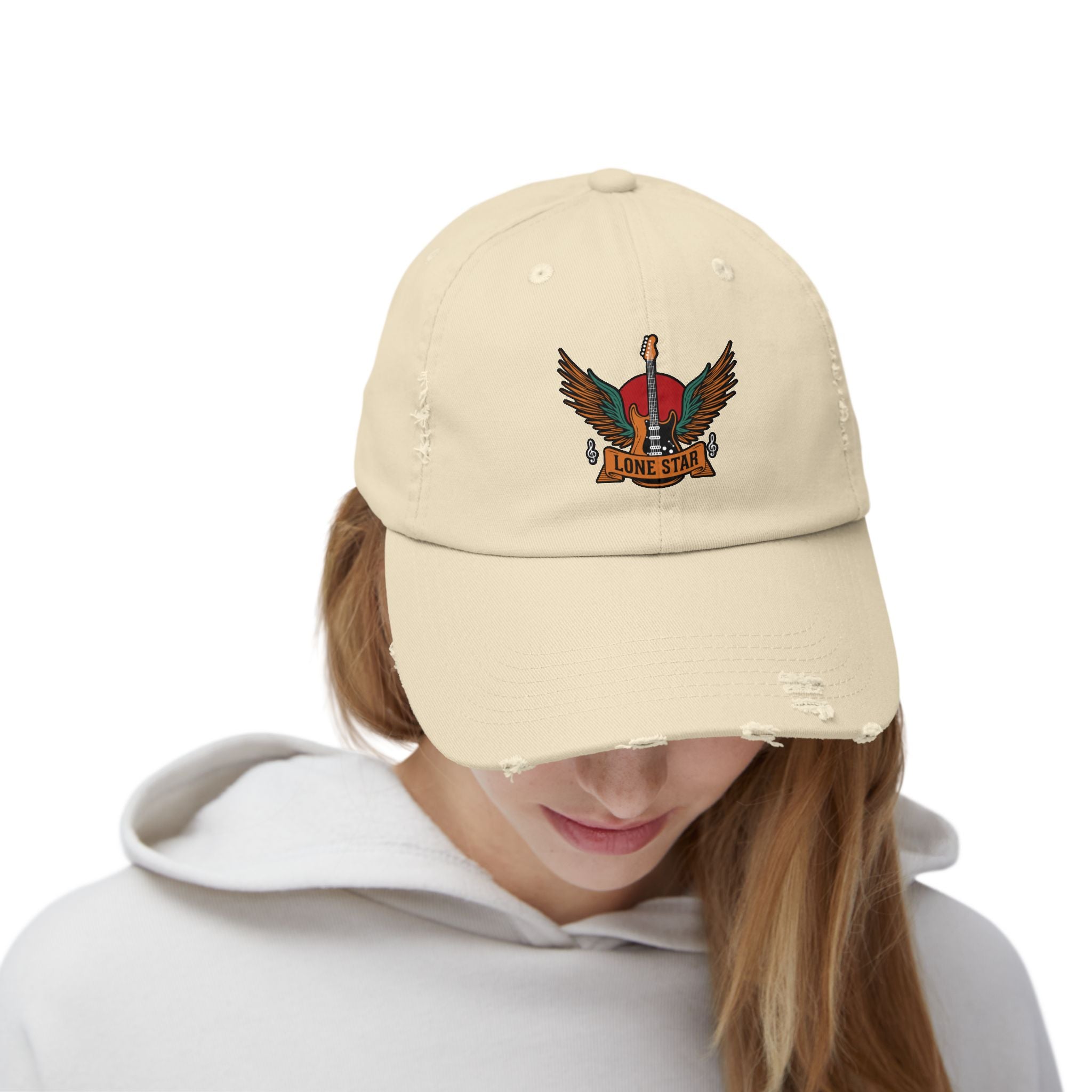 Lone Star Distressed Cap, Unisex Distressed Hat, Vintage Cap, Music Lover Gift, Casual Style, Festival Accessory