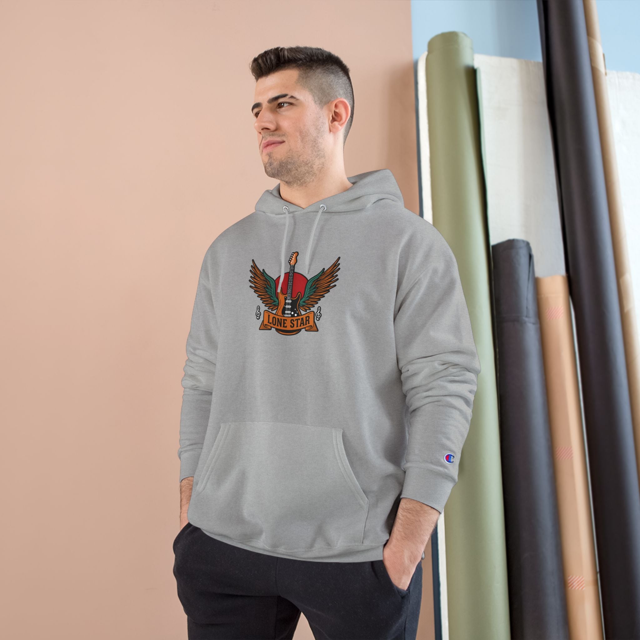 Champion Eagle Graphic Hoodie, Cozy Streetwear, Gift for Him, Casual Wear, Perfect for Fall/Winter, Stylish Comfort