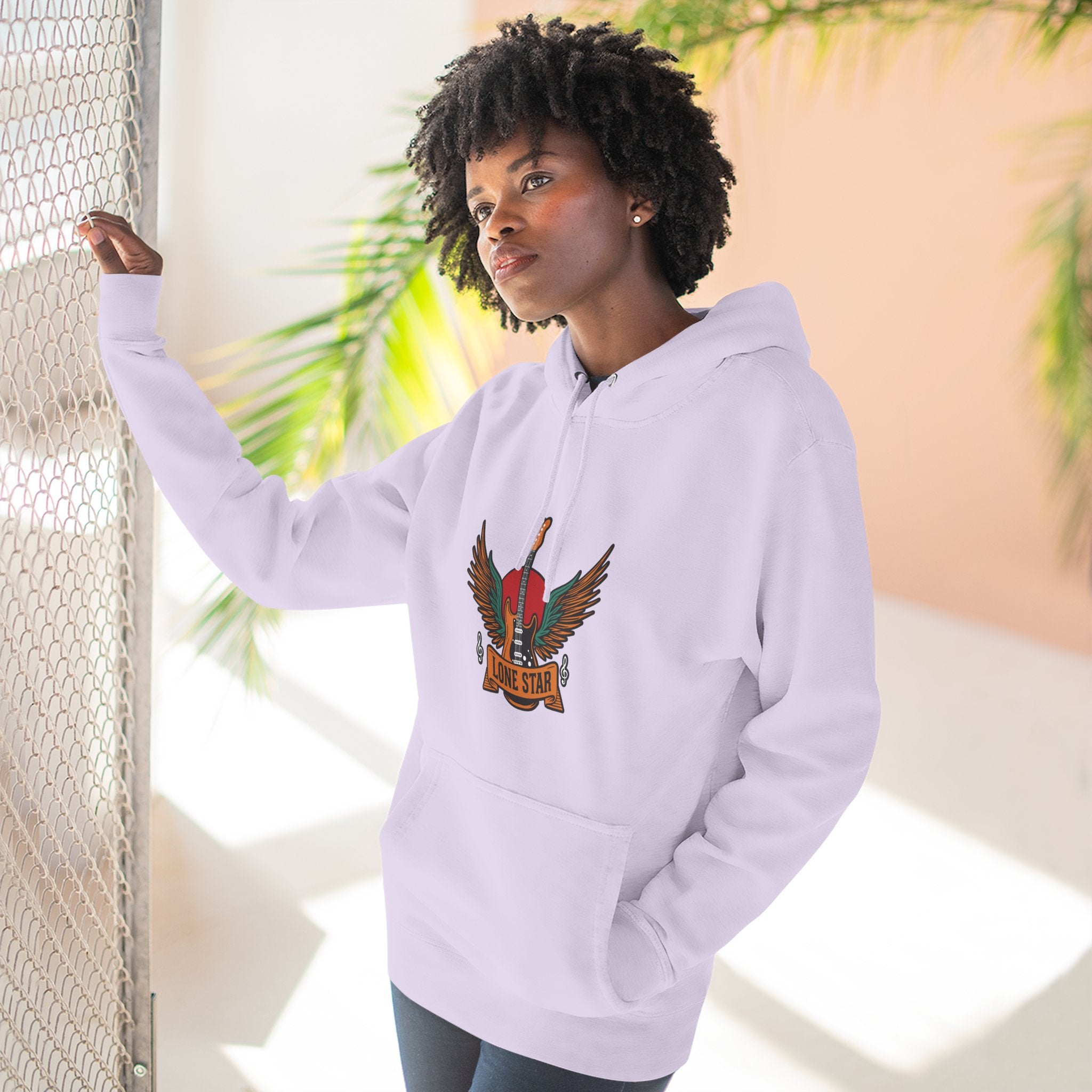 Lone Eagle Fleece Hoodie, Casual Comfort Wear, Unisex Gift, Cozy Layer, Perfect for Autumn, Everyday Style