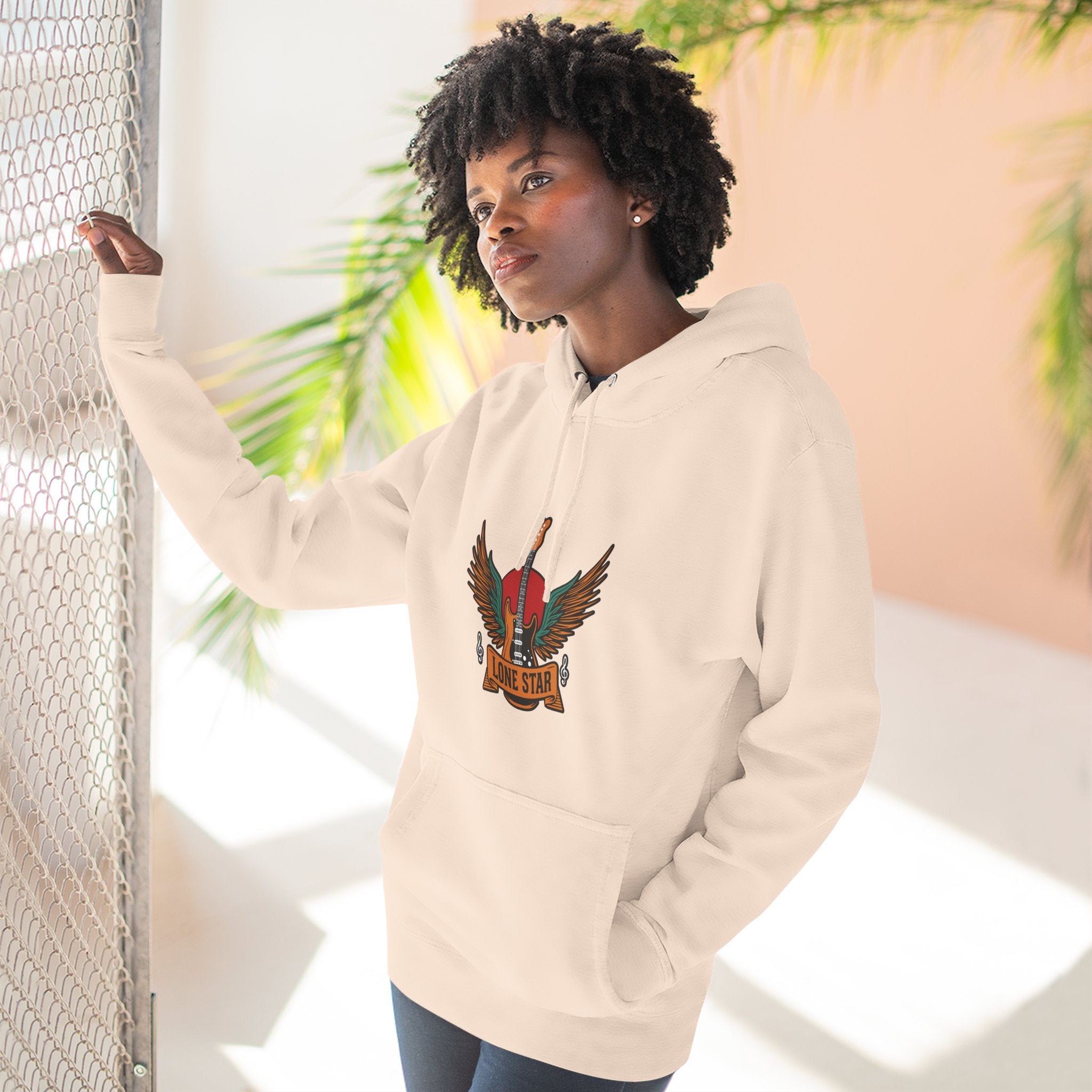 Lone Eagle Fleece Hoodie, Casual Comfort Wear, Unisex Gift, Cozy Layer, Perfect for Autumn, Everyday Style