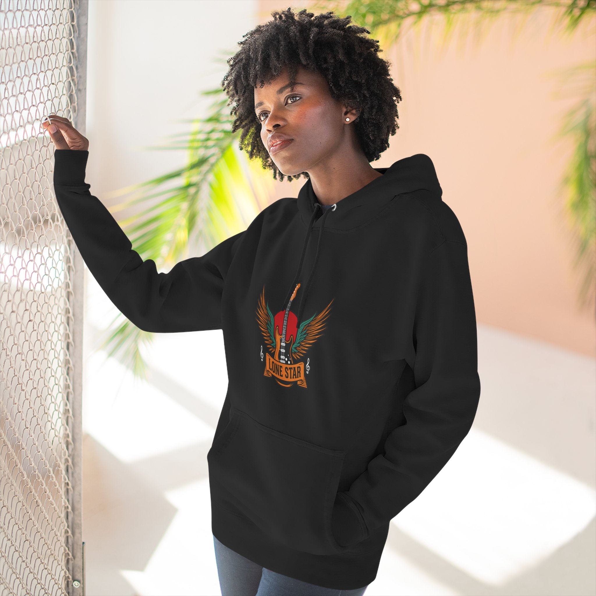 Lone Eagle Fleece Hoodie, Casual Comfort Wear, Unisex Gift, Cozy Layer, Perfect for Autumn, Everyday Style