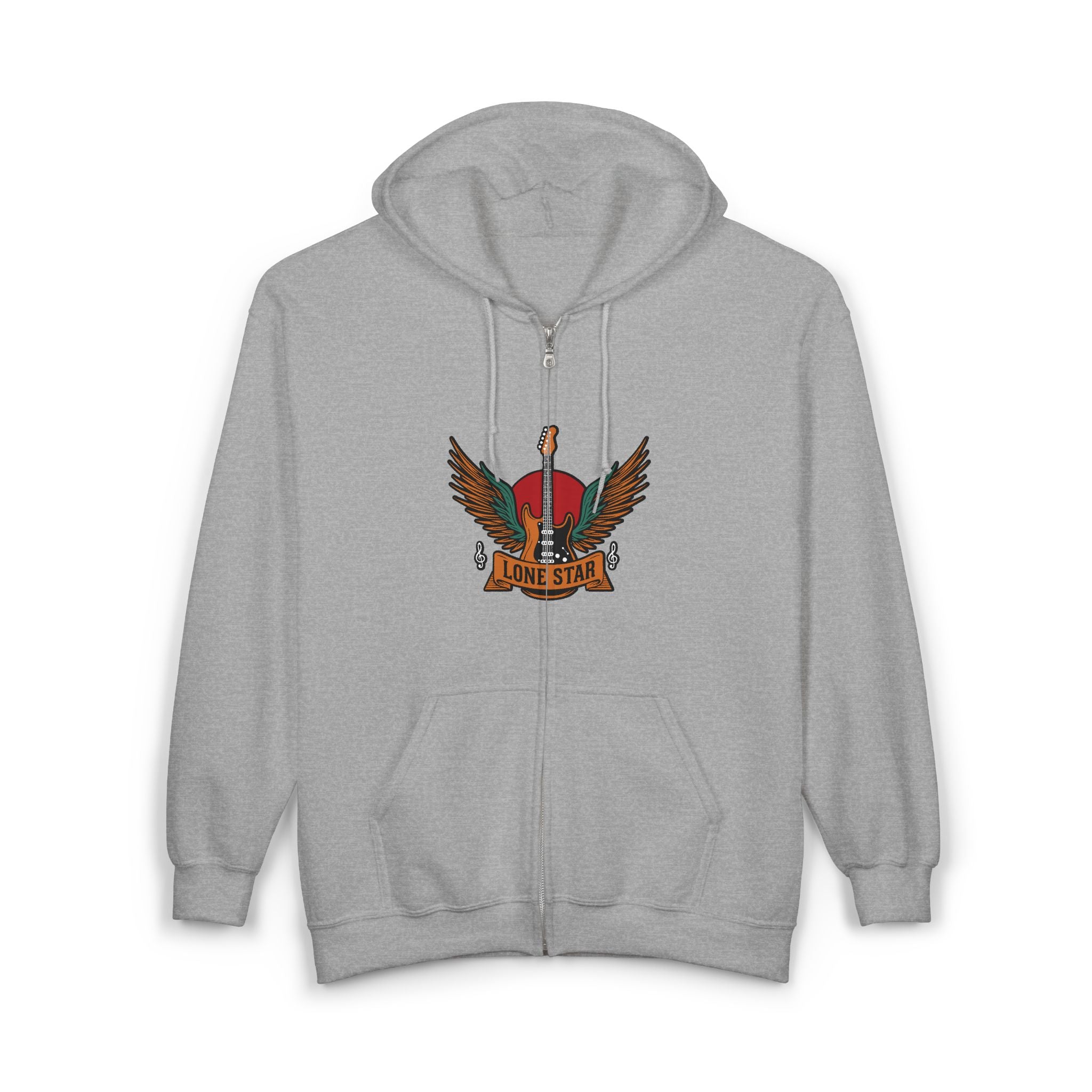 Rockin' Rebel Full Zip Hoodie - Unisex, Streetwear, Vintage Style, Perfect Gift for Music Lovers, Festivals, Everyday Casual