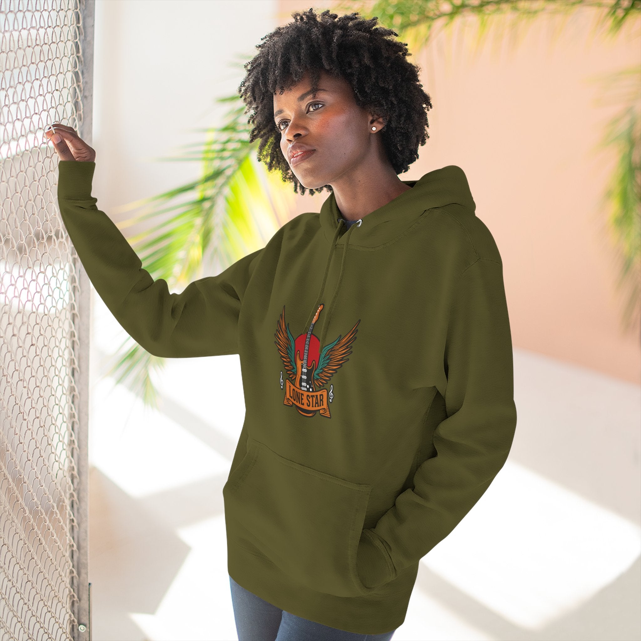 Lone Eagle Fleece Hoodie, Casual Comfort Wear, Unisex Gift, Cozy Layer, Perfect for Autumn, Everyday Style